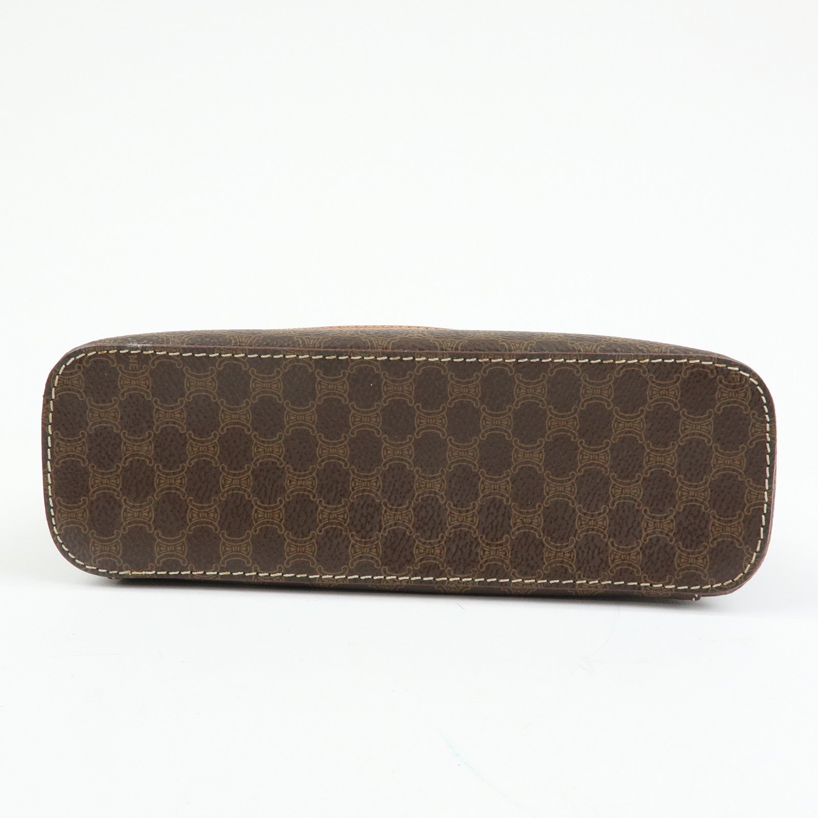 CELINE Macadam PVC Leather Hand Bag Vanity Bag Pouch Brown