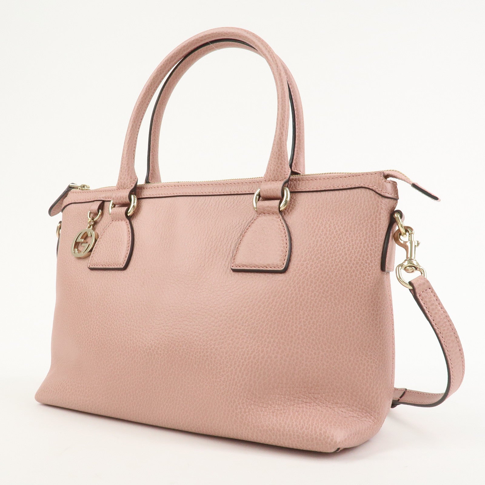 GUCCI Interlocking G Leather 2Way Hand Bag Shoulder Bag Pink 449659