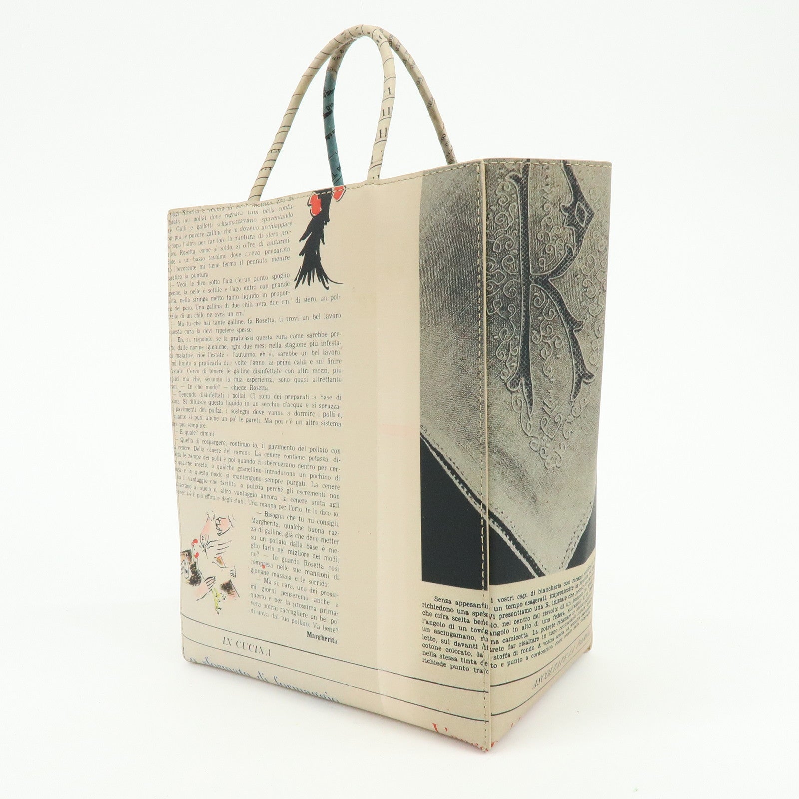 BOTTEGA VENETA Intrecciato Newspaper Tote Bag Beige Multicolor