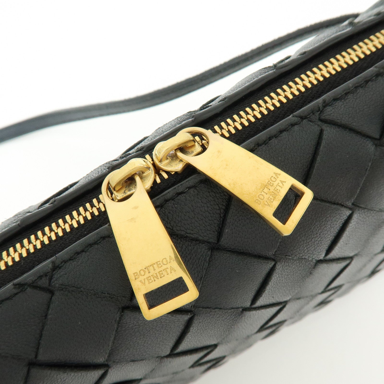 BOTTEGA VENETA Intrecciato Leather Shoulder Bag Crossbody Bag Black