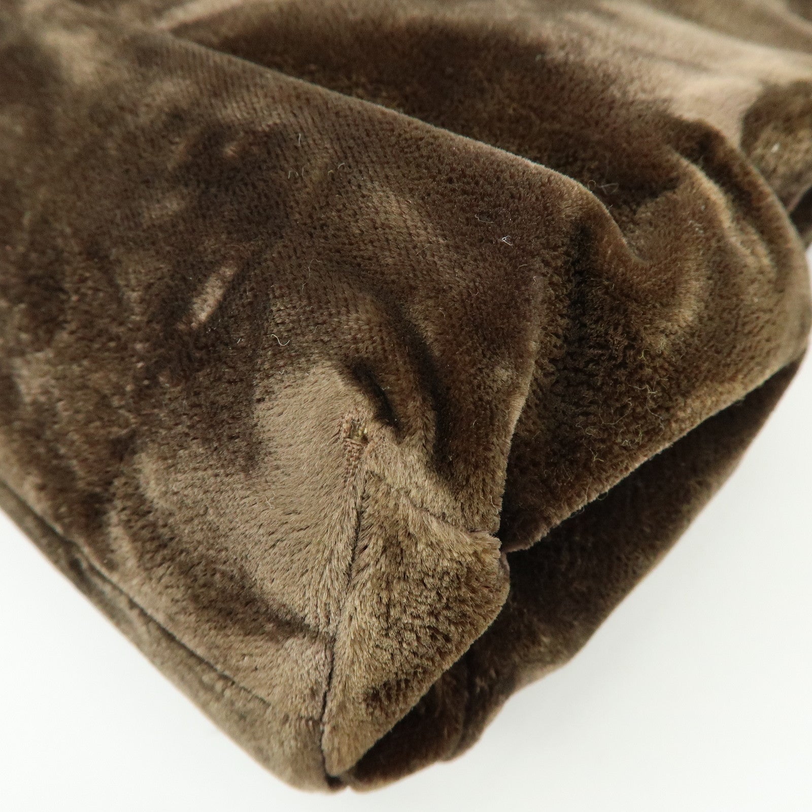 PRADA Logo Velour Hand Bag Brown B7641