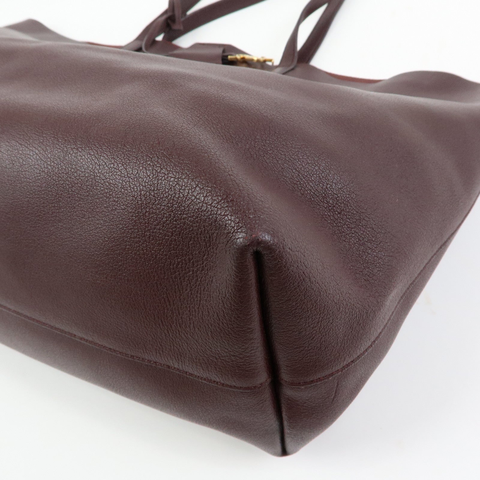 SAINT LAURENT PARIS Calf Leather Tote Shoulder Bag Bordeaux 394195