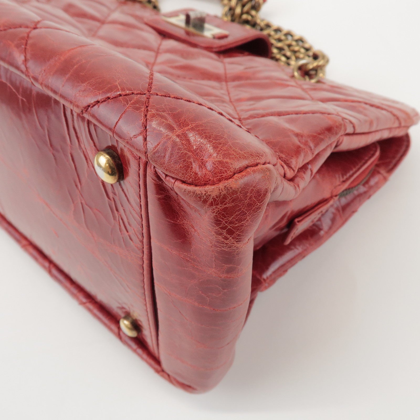 CHANEL CHANEL 2.55 Leather Chain Shoulder Bag Hand Bag Red