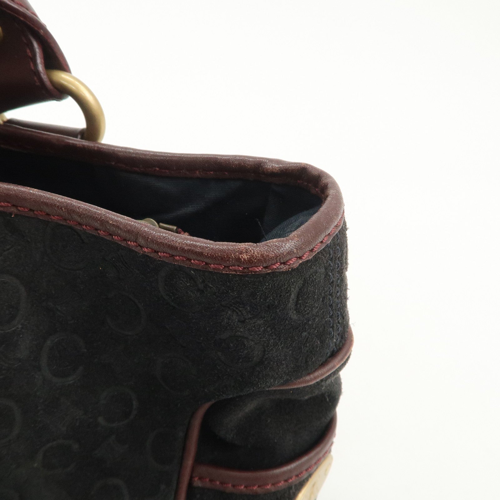 CELINE C Macadam Suede Leather Boogie Bag Bordeaux Black