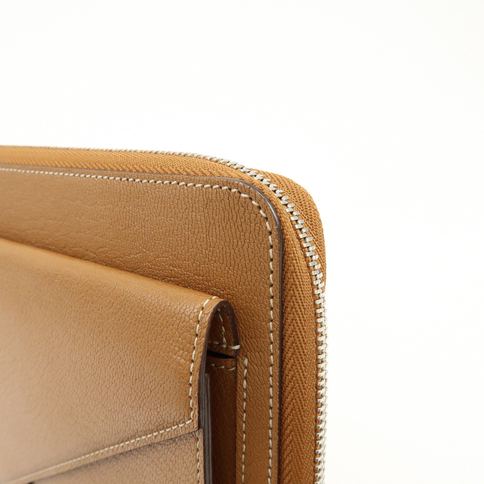 Cartier Leather Envelope Clutch Bag Pouch Brown