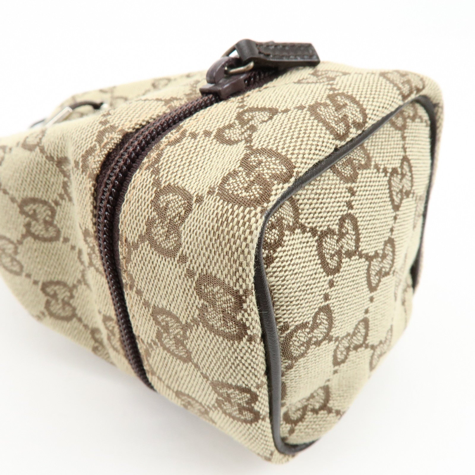 GUCCI GG Canvas Leather Hand Bag Cosmetic Pouch Beige 039・1054