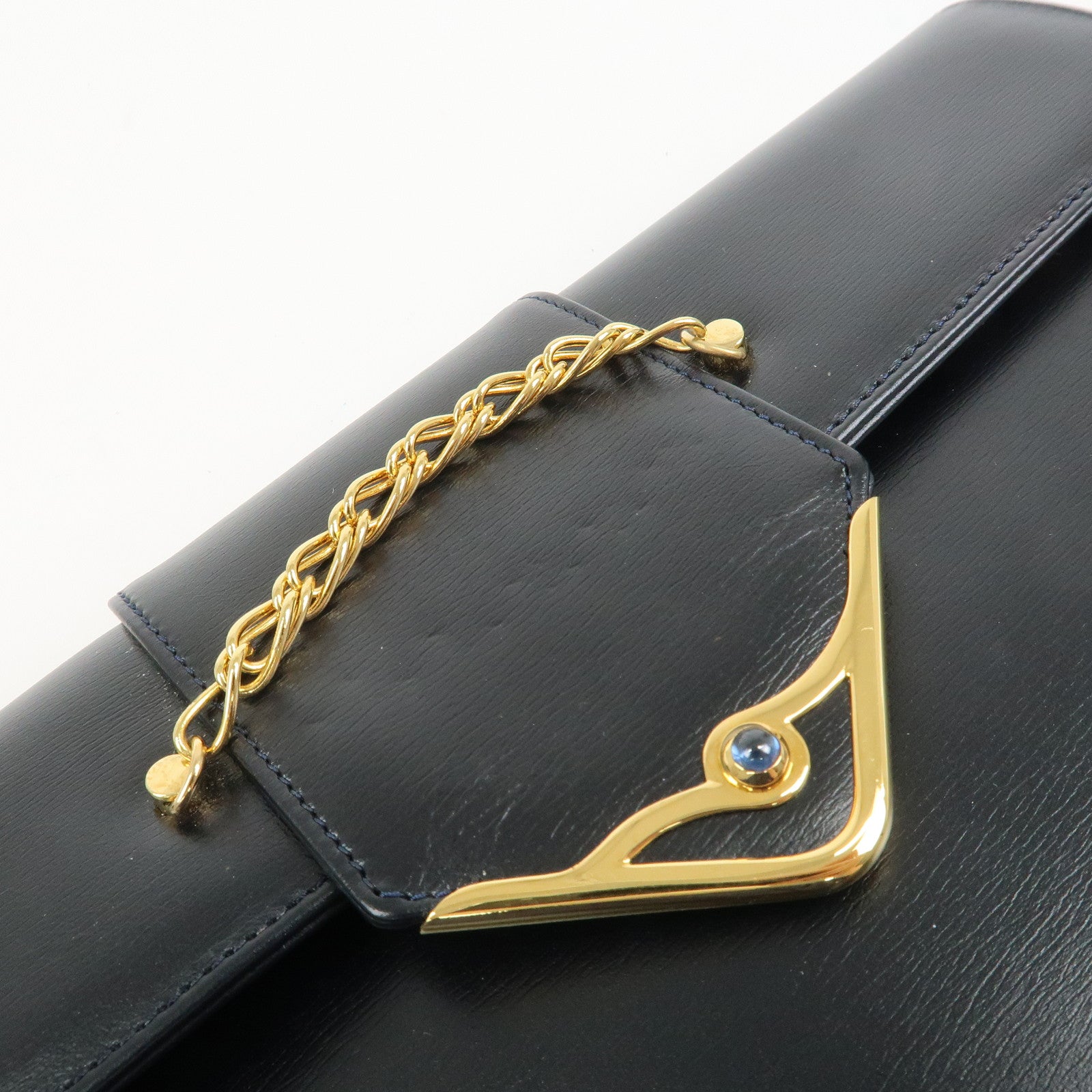 Cartier Sapphire Line Leather Sapphire Chain Shoulder Bag Black