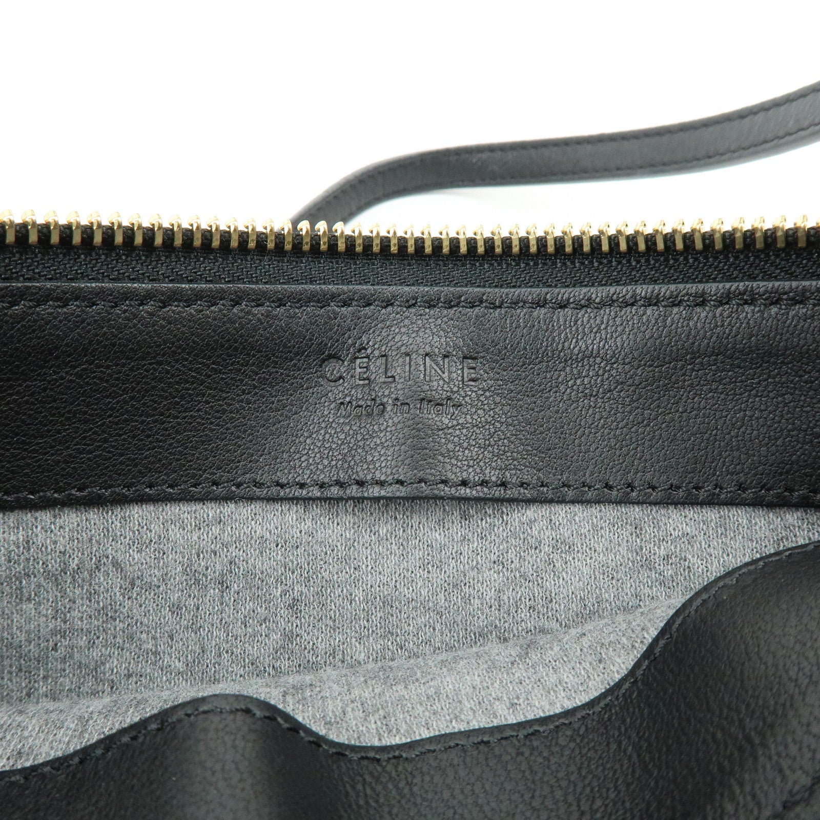 CELINE Trio Leather Shoulder Bag Crossbody Bag Black