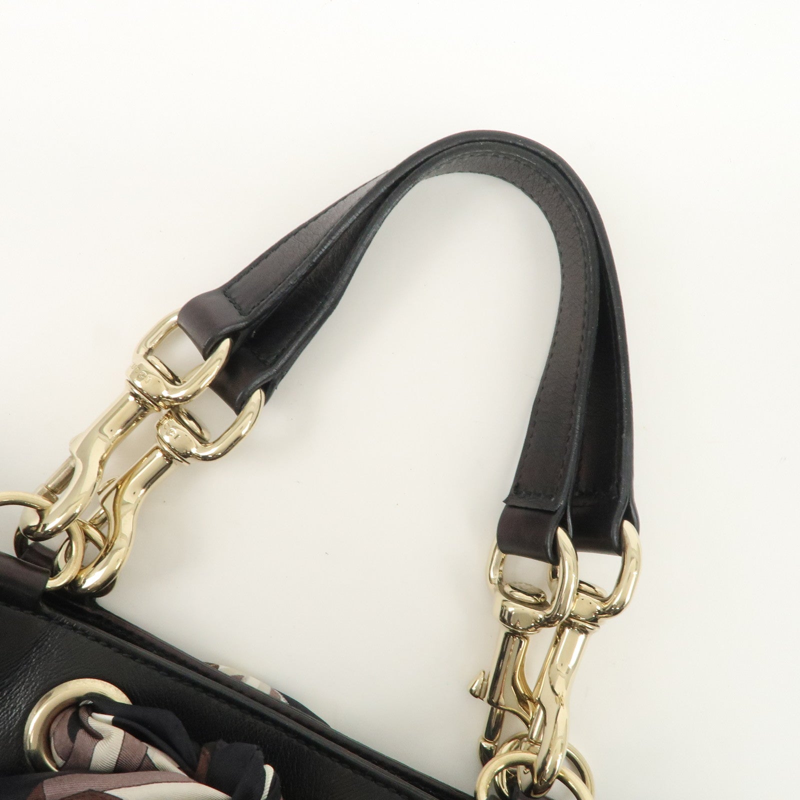 GUCCI Canvas Leather Hand Bag Tote Bag Black 163861