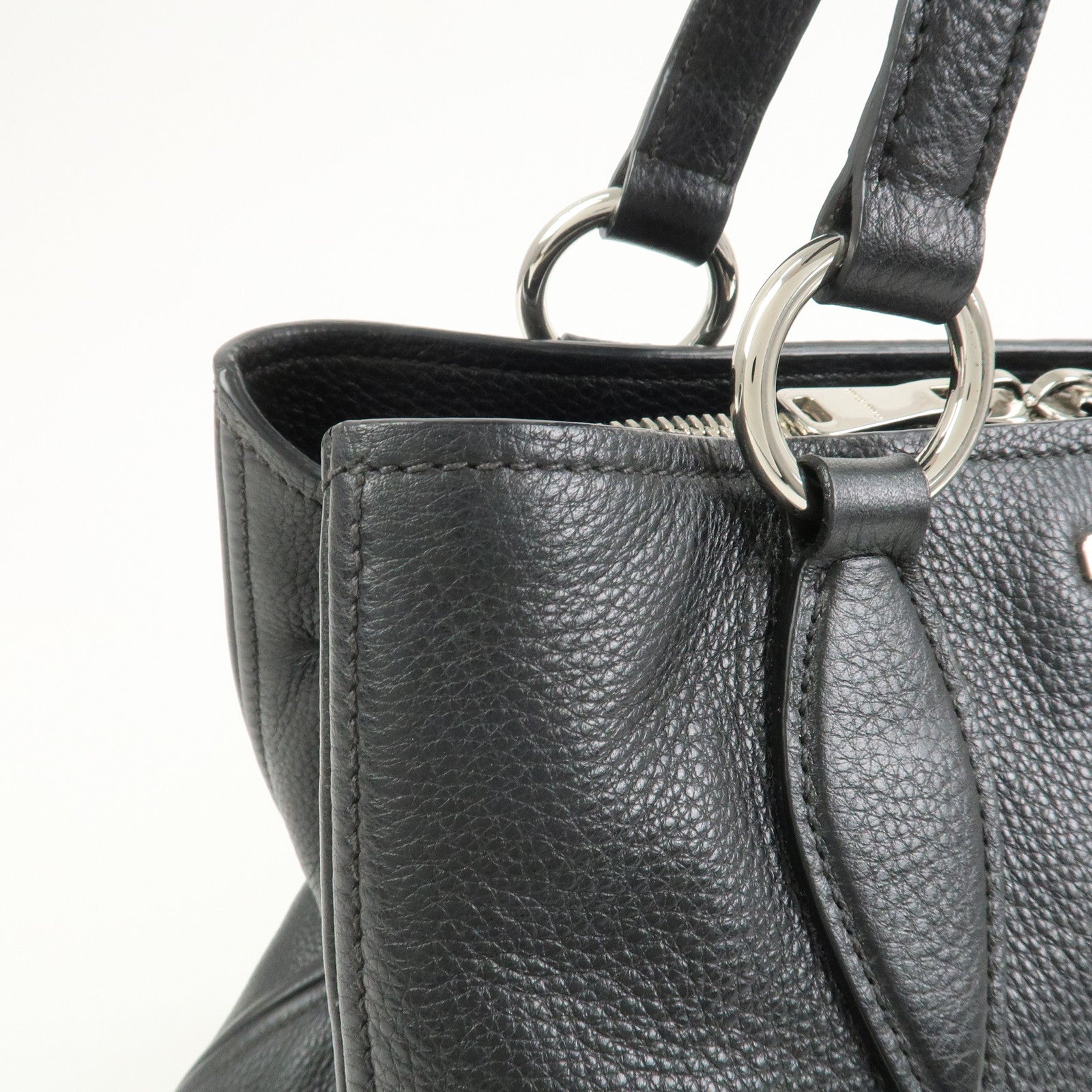 MIU MIU Logo Leather 2Way Shoulder Bag Hand Bag Black RR2014