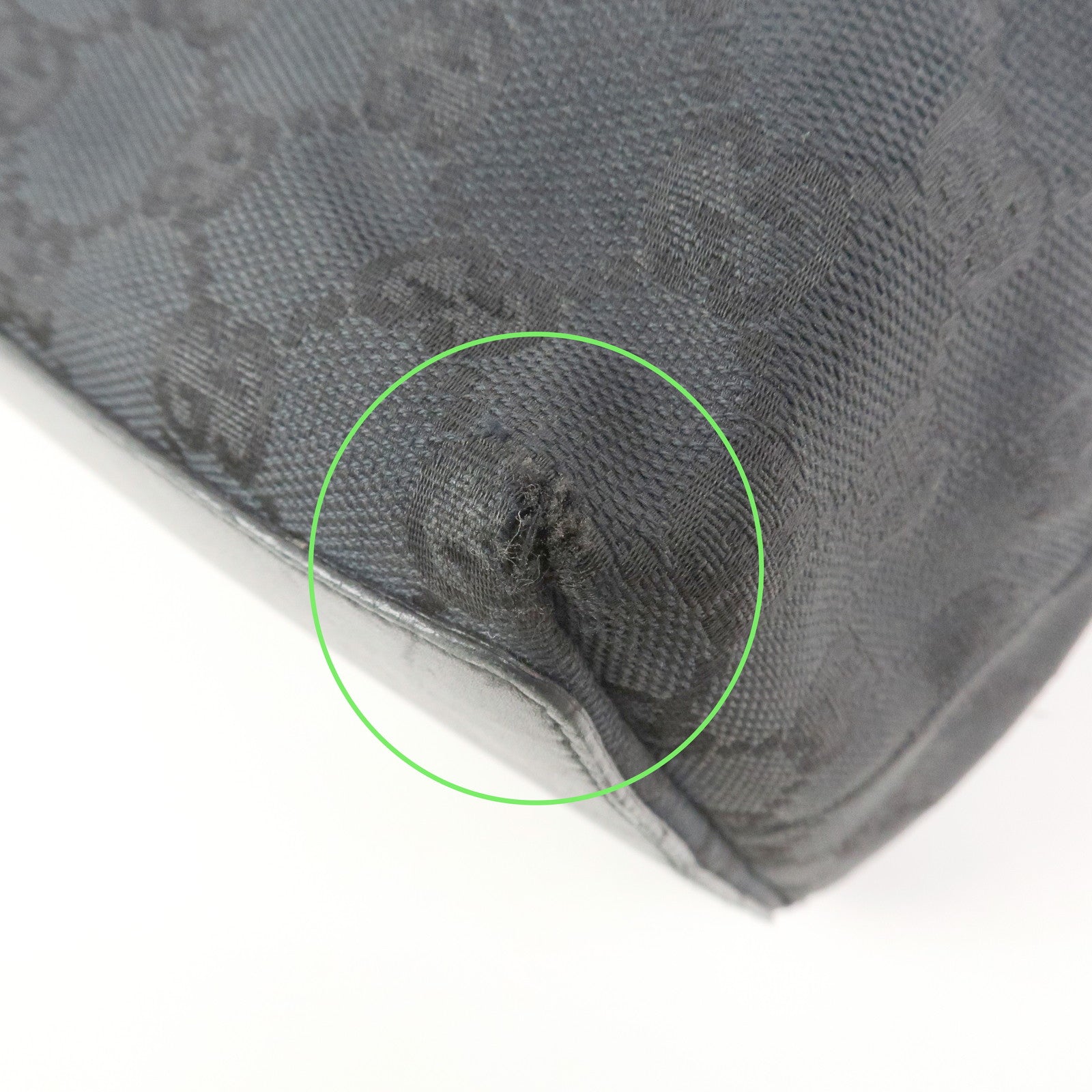 GUCCI GG Canvas Leather Tote Bag Hand Bag Black 002・1098