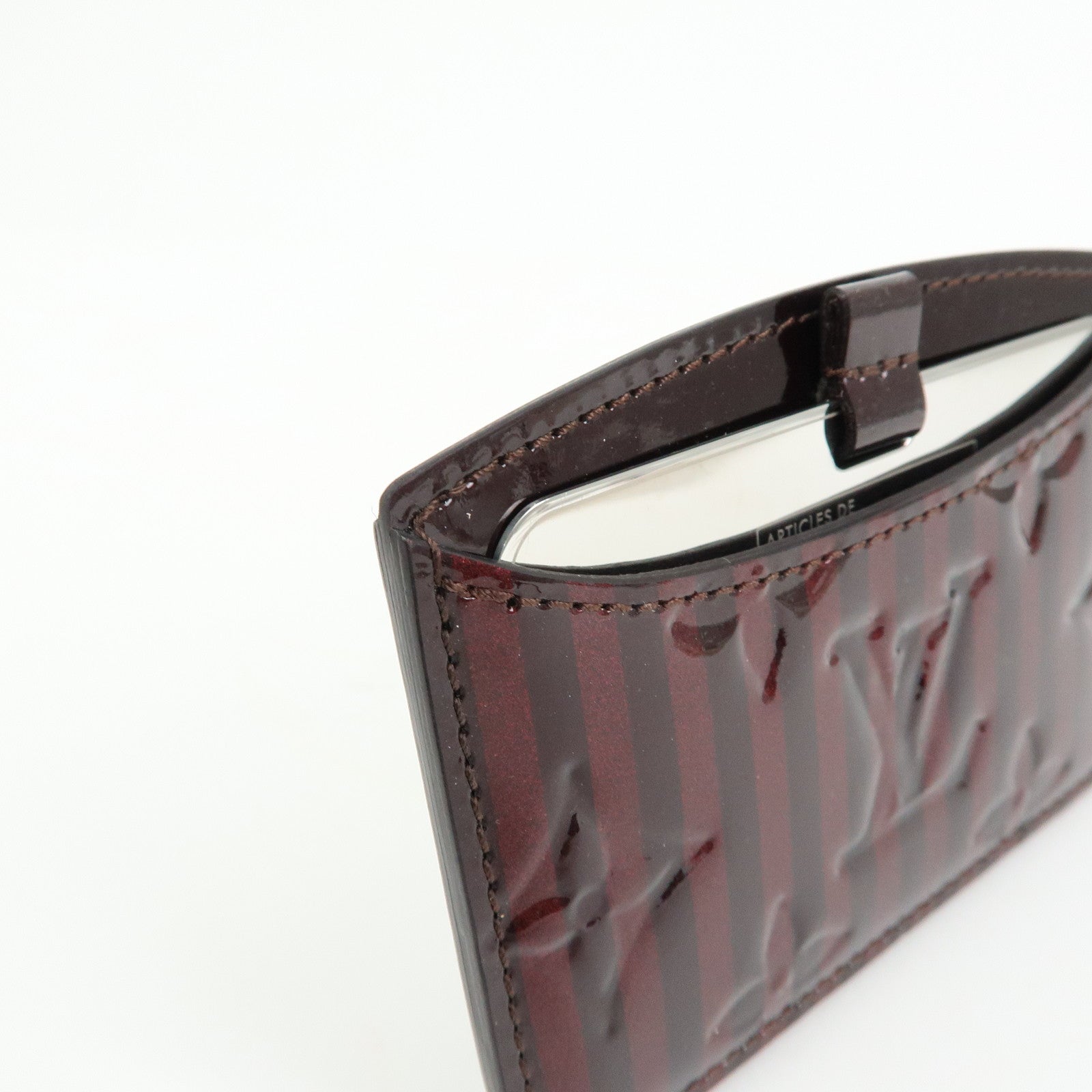 Louis Vuitton Rayures Vernis Etui Miroir Card Case Amarante PM91709