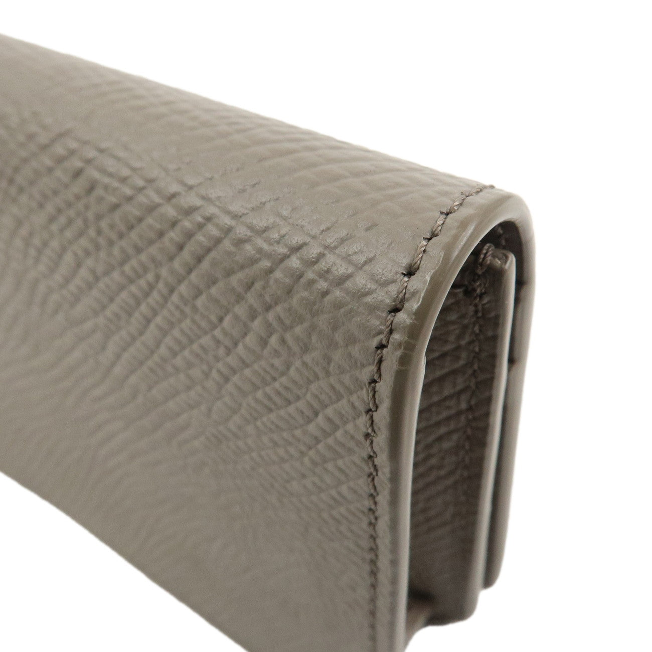 CELINE Leather Card Case Card Holder Gray