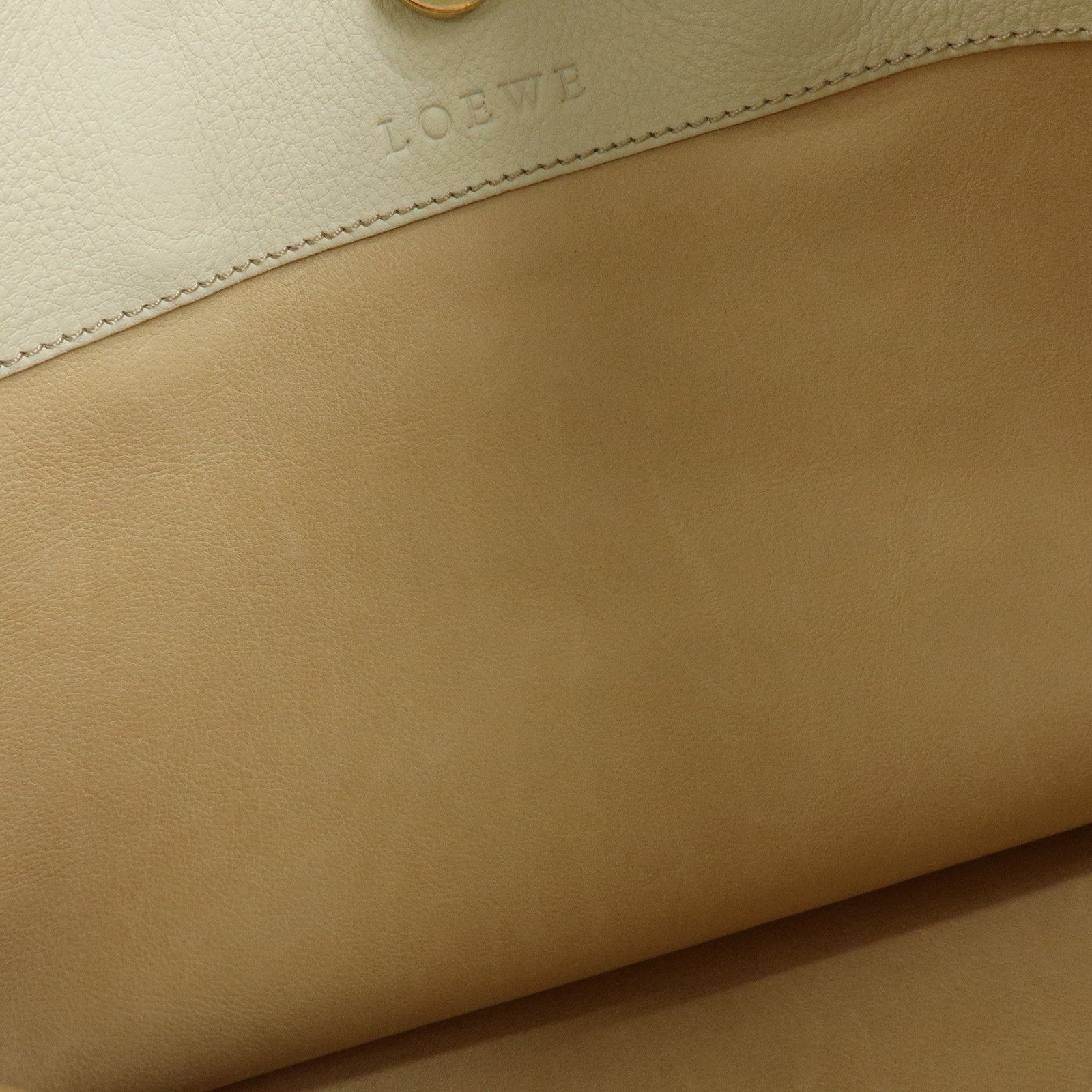 LOEWE Anagram Suede Leather Tote Bag Hand Bag Beige White