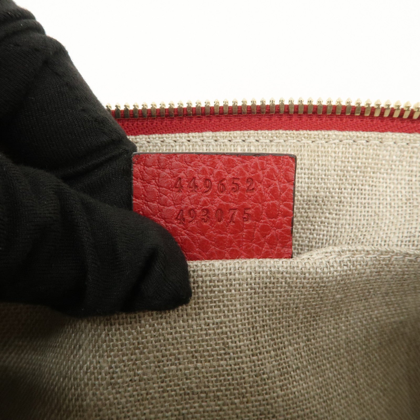 GUCCI Bamboo Leather Clutch Bag Pouch Red 449652