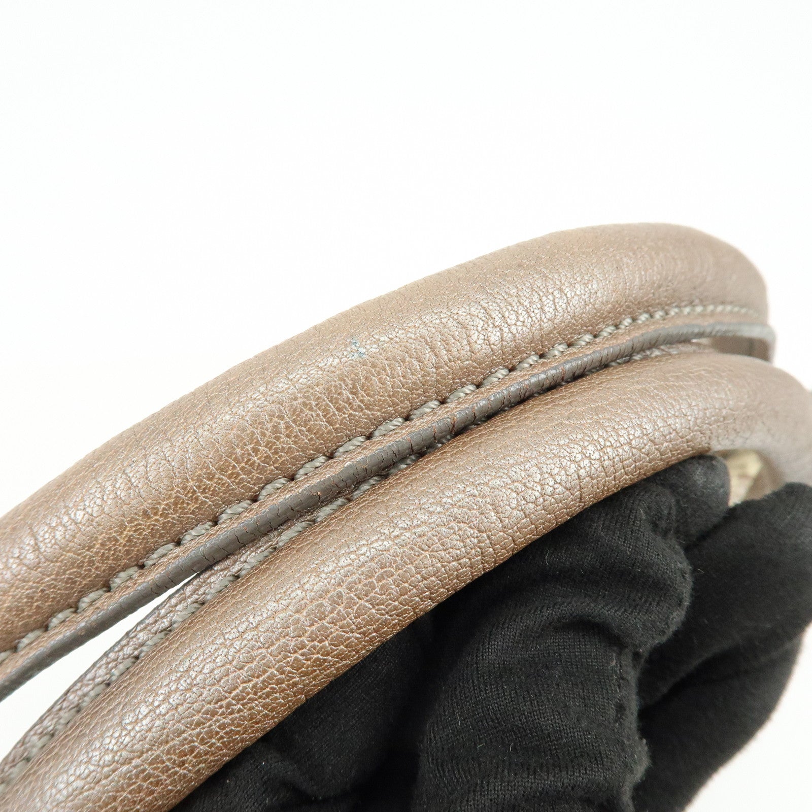 VALENTINO Flower Embroidery Leather Hand Bag Shoulder Bag Greige