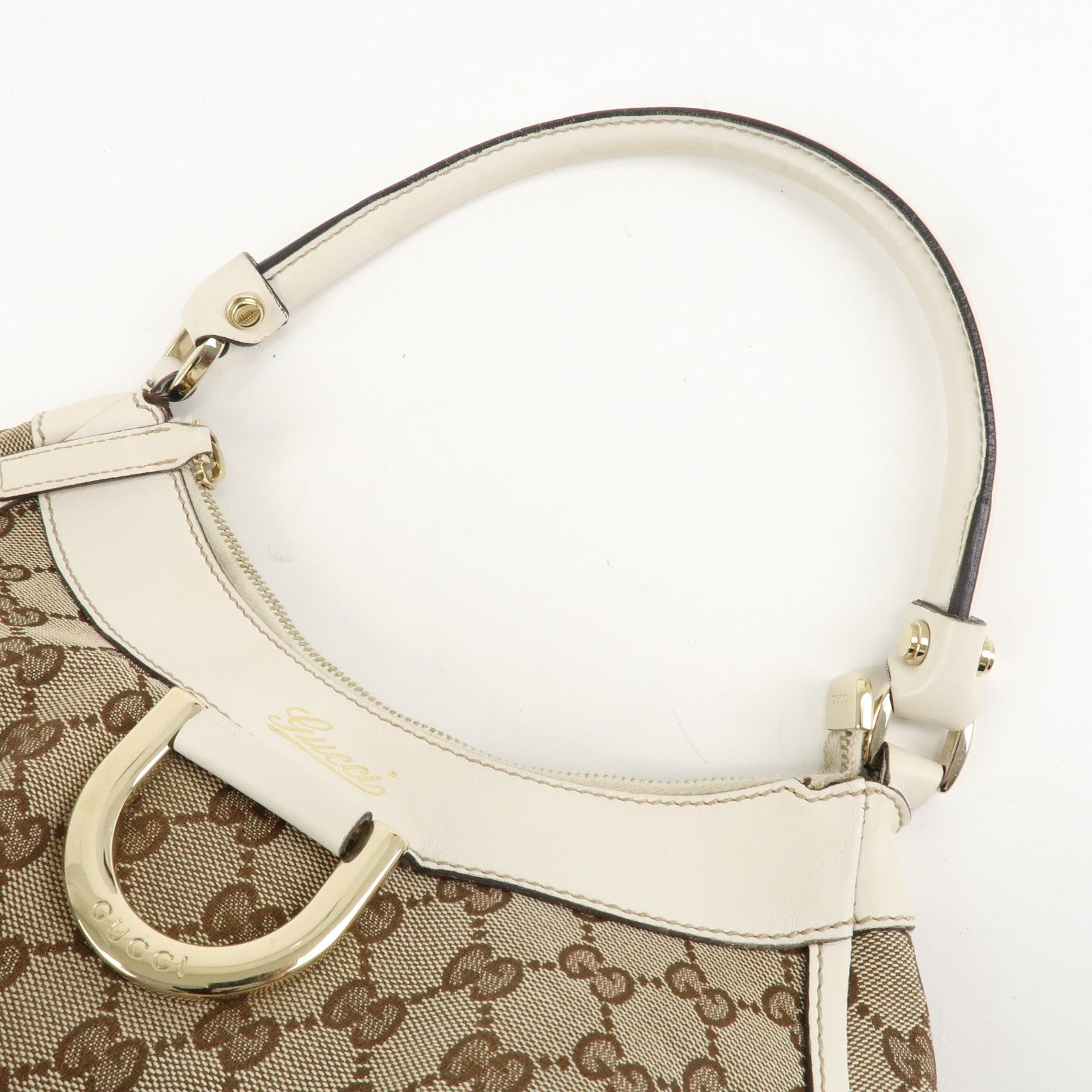 GUCCI Abbey GG Canvas Leather Shoulder Bag Beige 190525 Used
