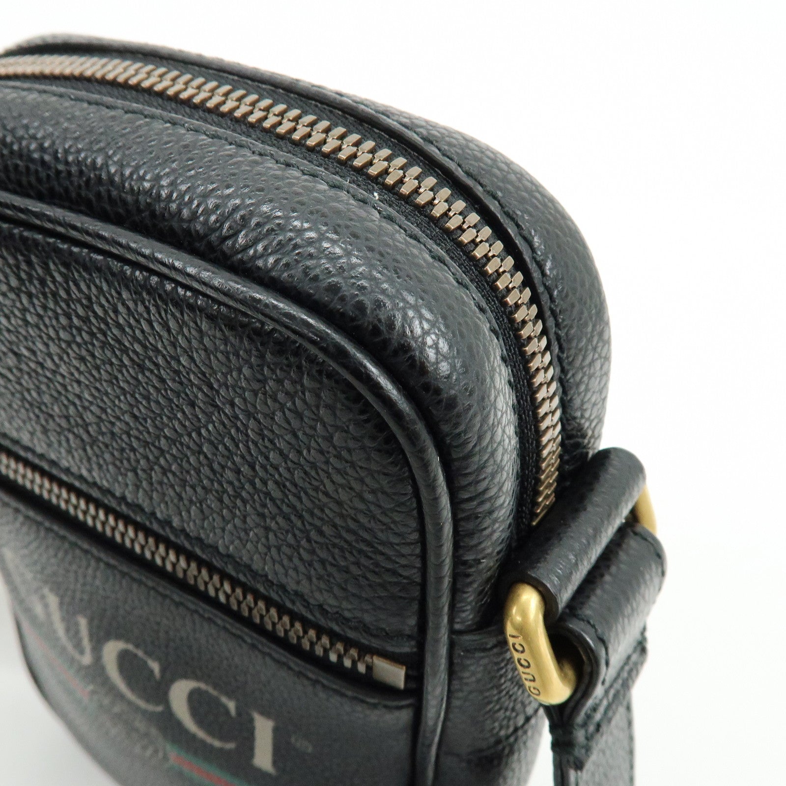 GUCCI Sherry Calf Leather Vintage Logo Shoulder Bag Black 574803