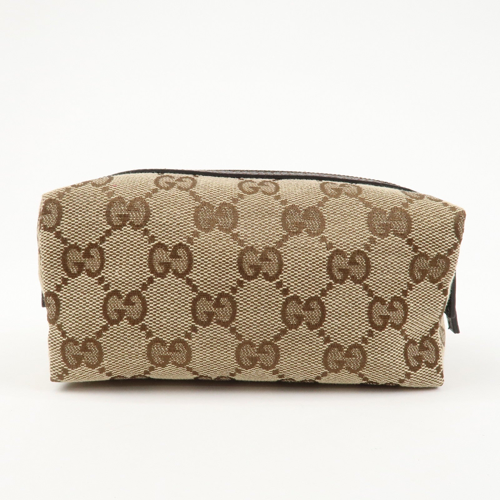 GUCCI GG Monogram Canvas Leather Pouch Cosmetic Case Brown 29596