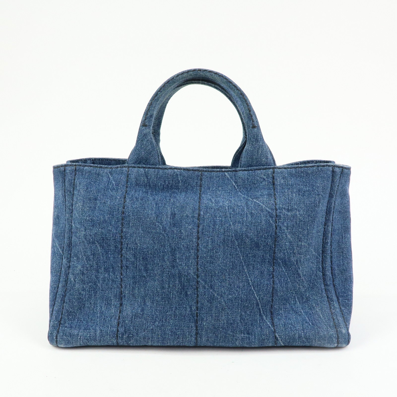 PRADA Triangle Logo Canapa Denim 2Way Hand Bag Shoulder Bag B2642B
