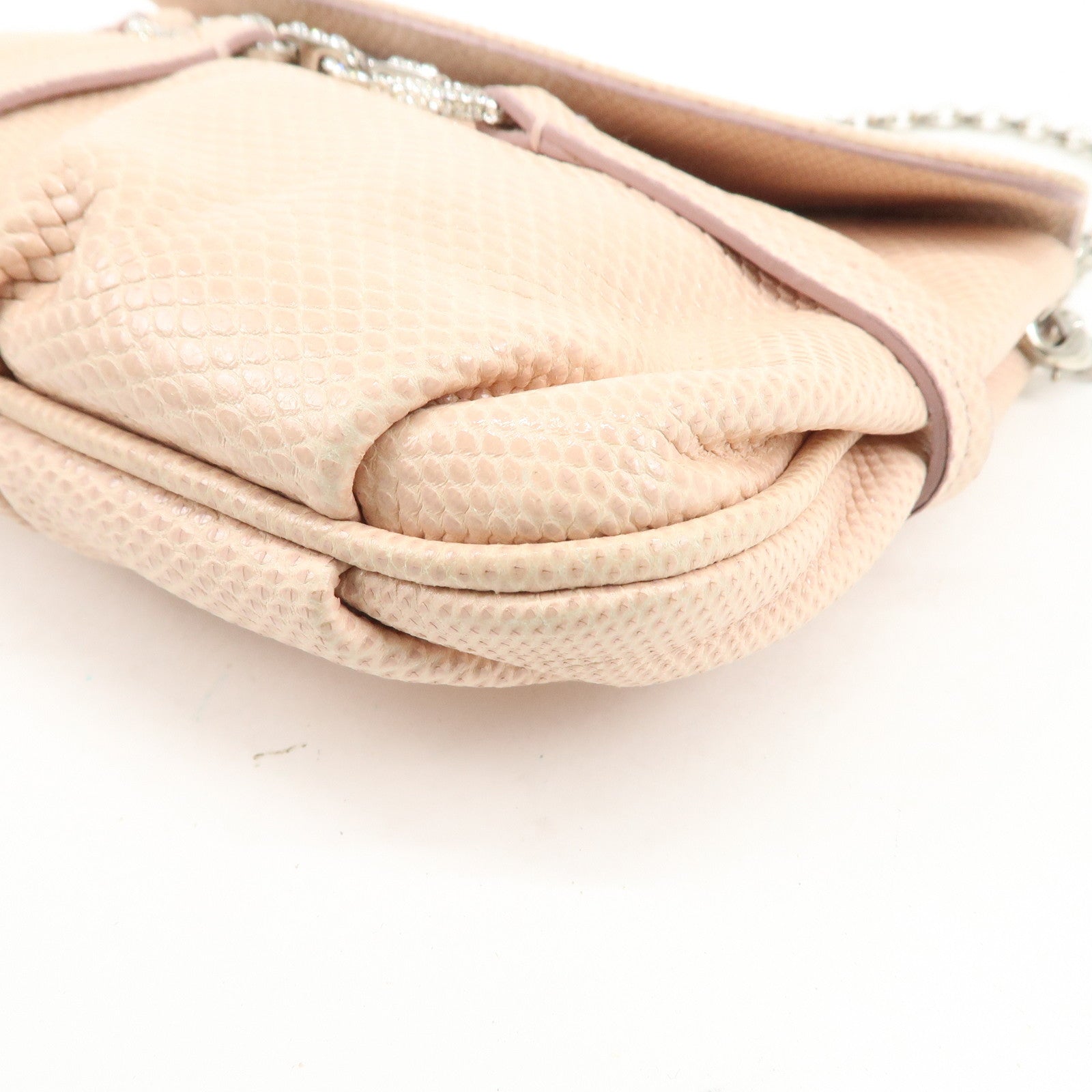 Ferragamo Gancini Leather Chain Hand Bag Shoulder Bag Pink