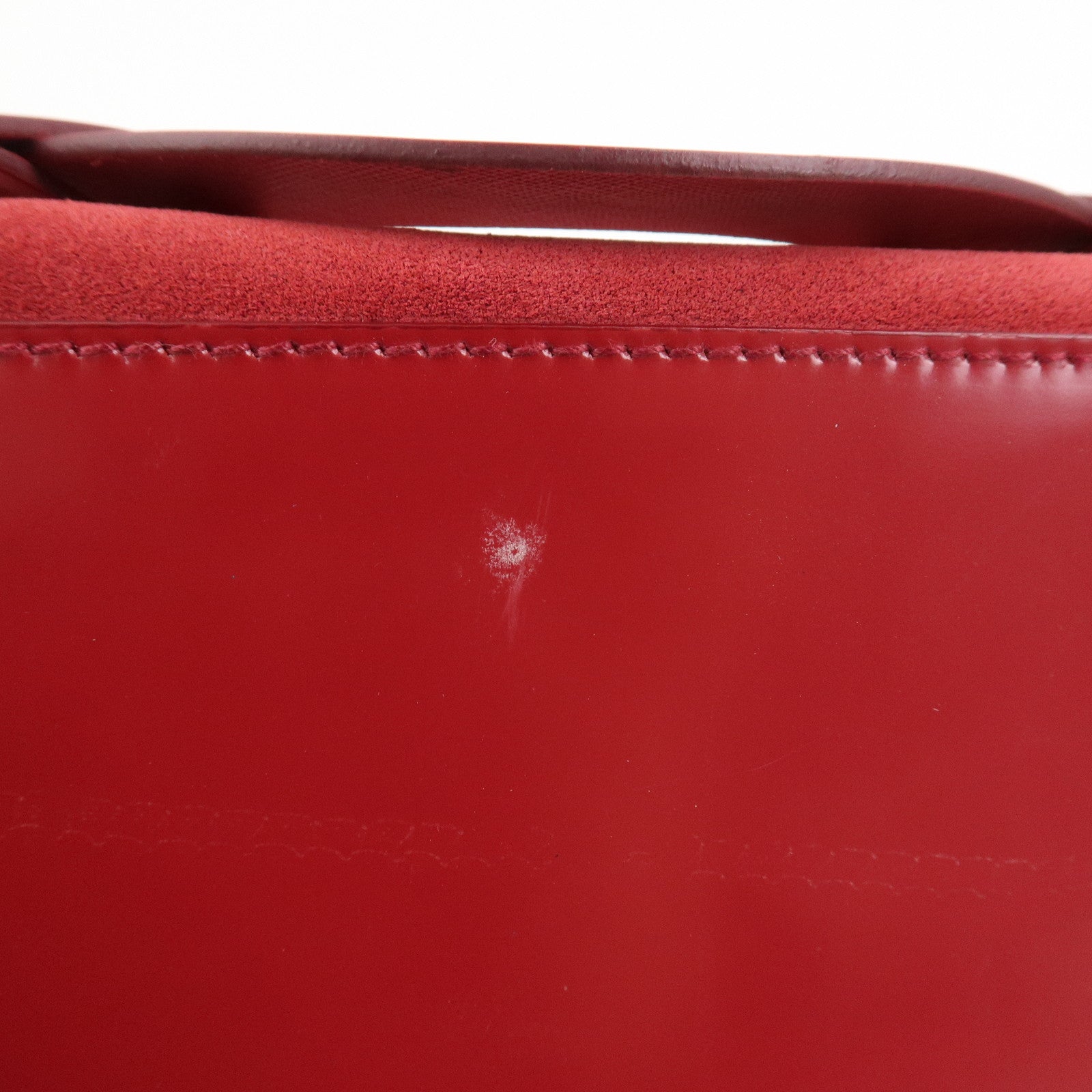 Ferragamo Gancini Suede Leather 2Way Bag Hand Bag Shoulder Bag Red