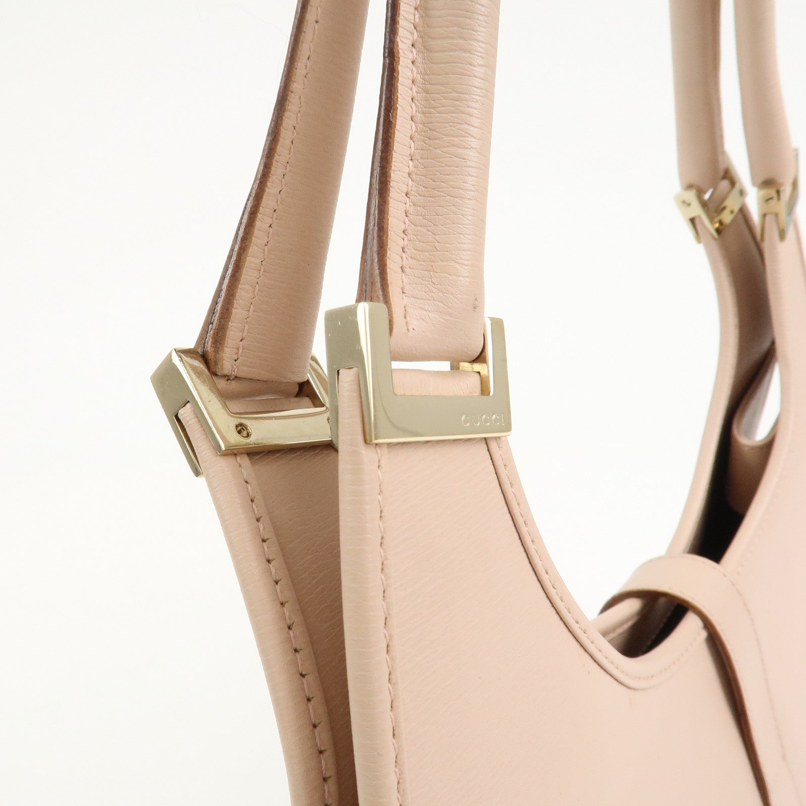 GUCCI Jackie Logo Leather Shoulder Bag Hand Bag Pink 002.1067