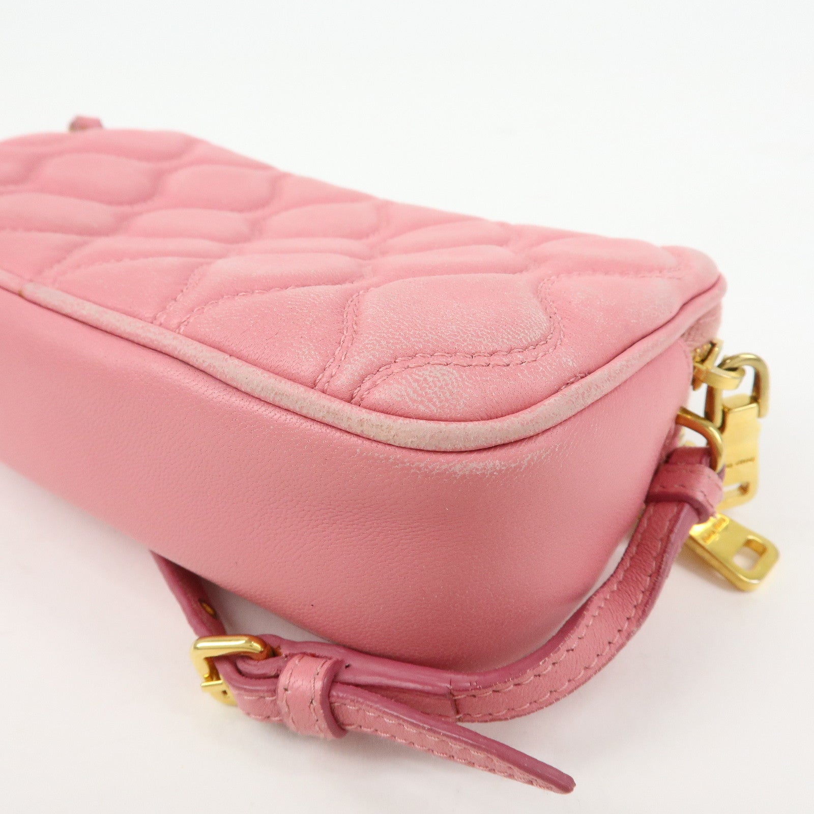 MIU MIU Nappa Leather Hand Bag Accessory Pouch Pink