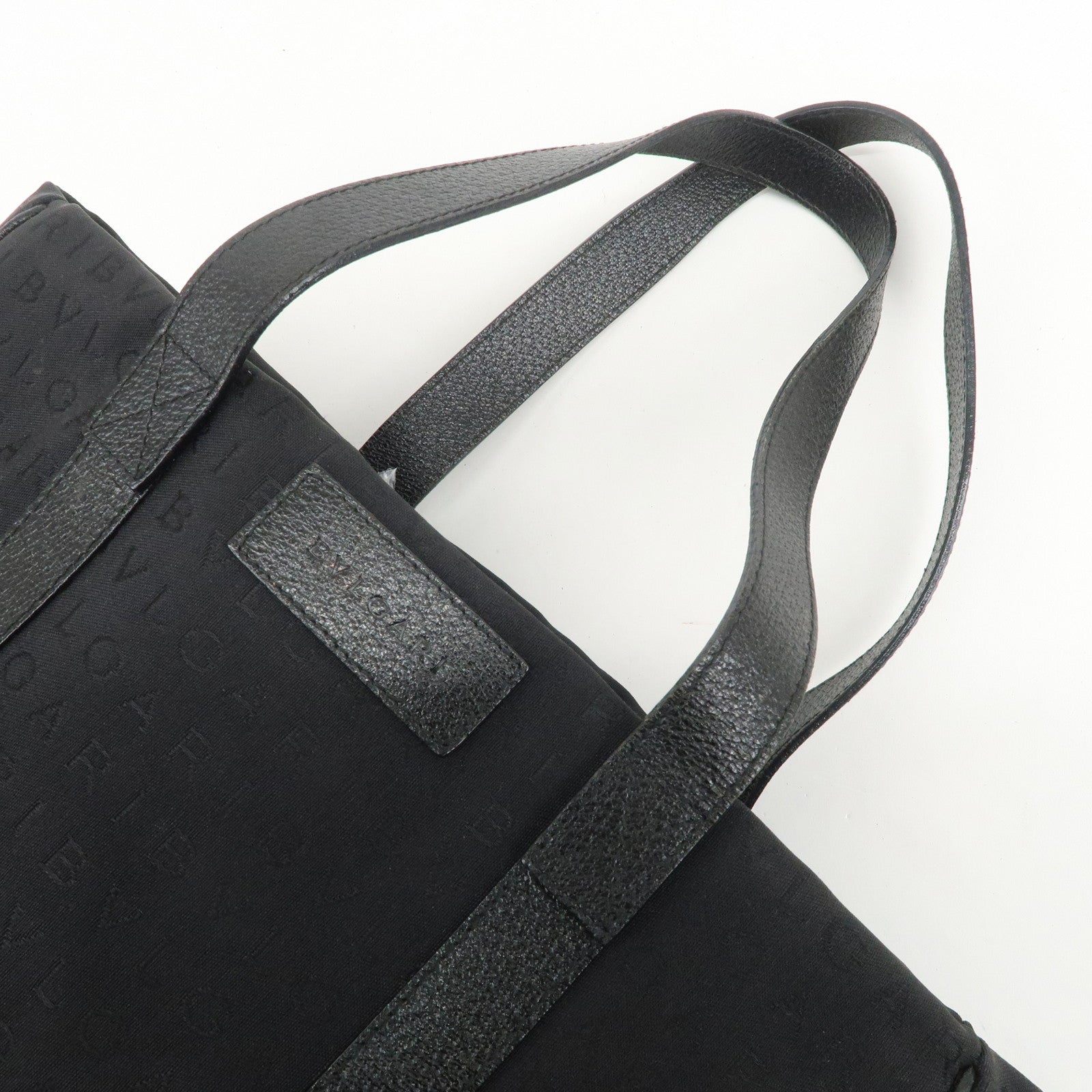 BVLGARI Logomania Canvas Leather Tote Bag Shoulder Bag Black