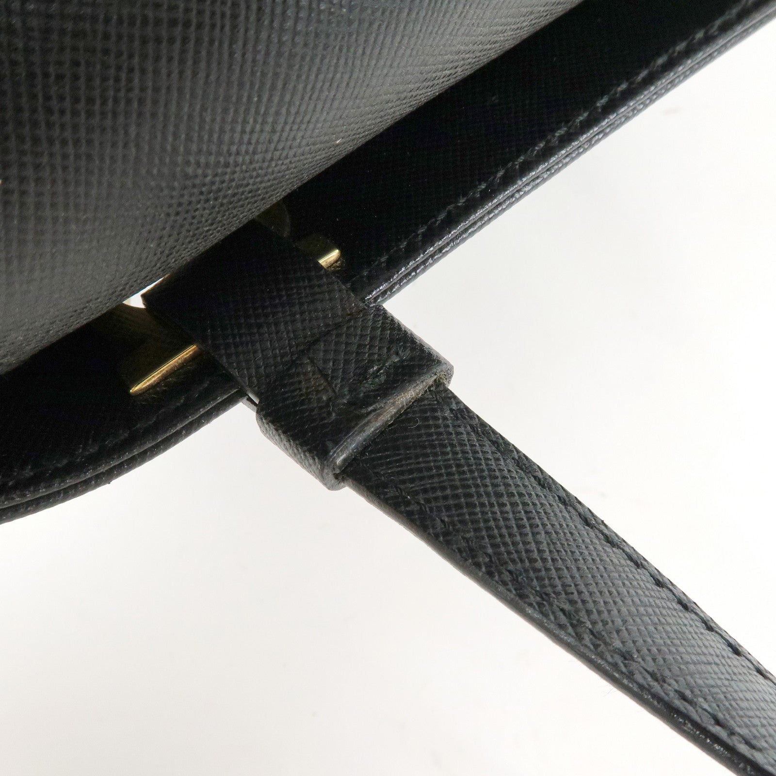 Ferragamo Gancini Leather Tote Bag Hand Bag Bucket Bag Black