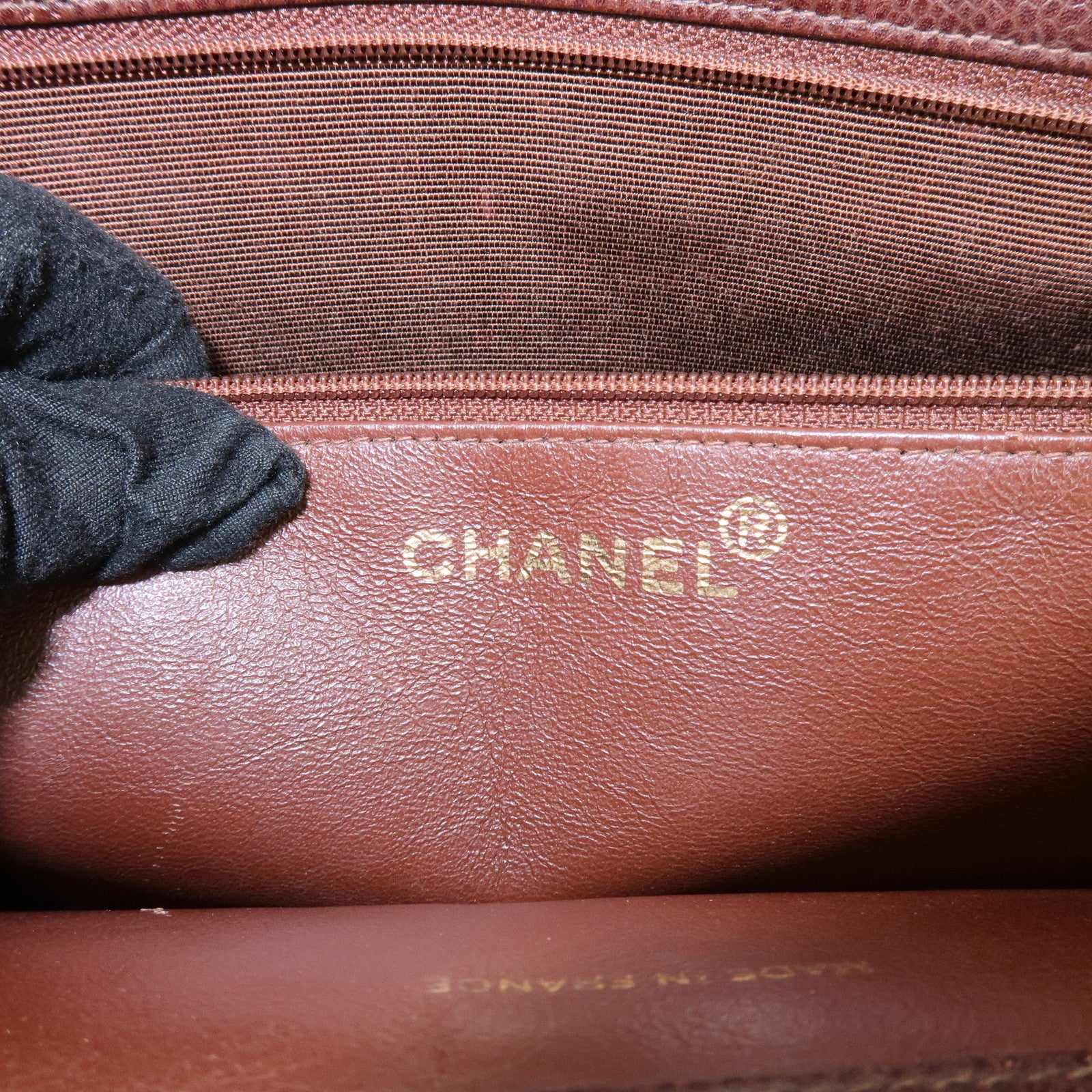 CHANEL COCO Mark Caviarskin Tote Bag Shoulder Bag Brown