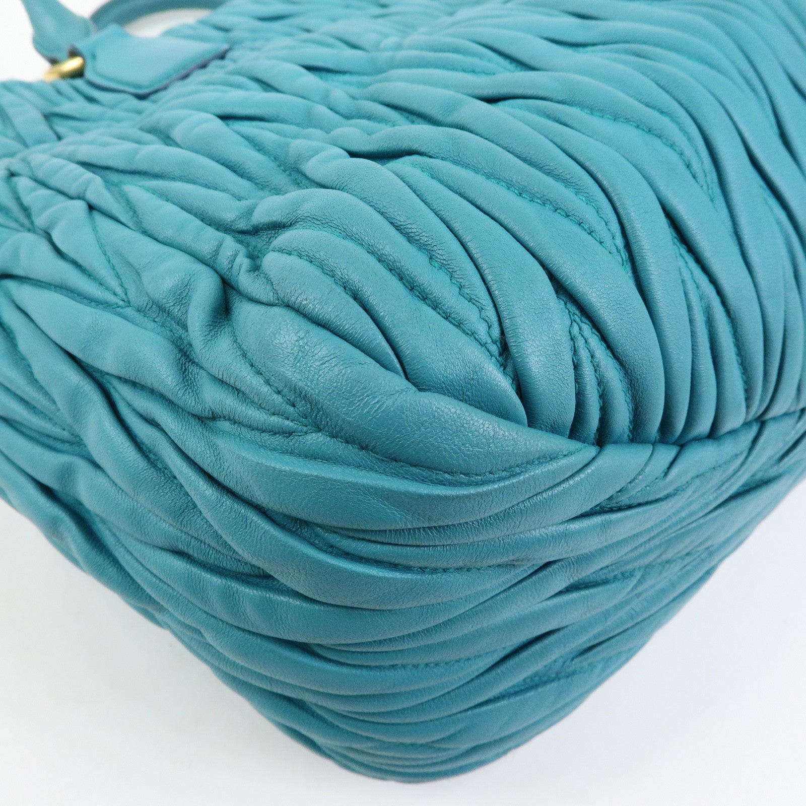 MIU MIU Matelasse Nappa Leather 2Way Bag Hand Bag Marine 5BE886