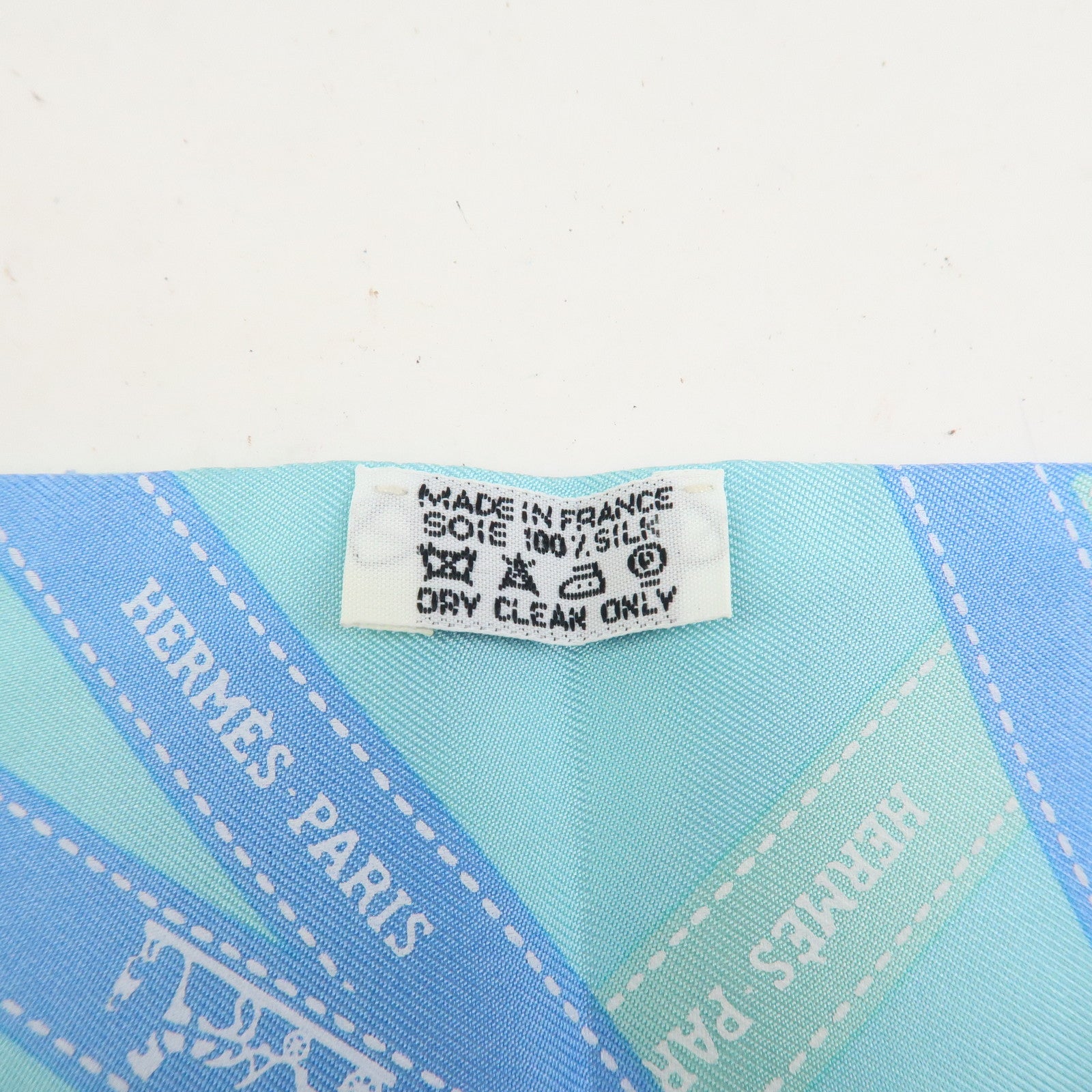 HERMES Twilly Silk 100% Scarf Bolduc Pattern Light Blue