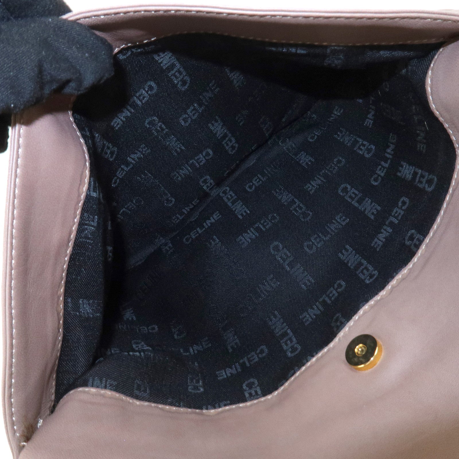CELINE Logo Leather Shoulder Bag Crossbody Bag Greige