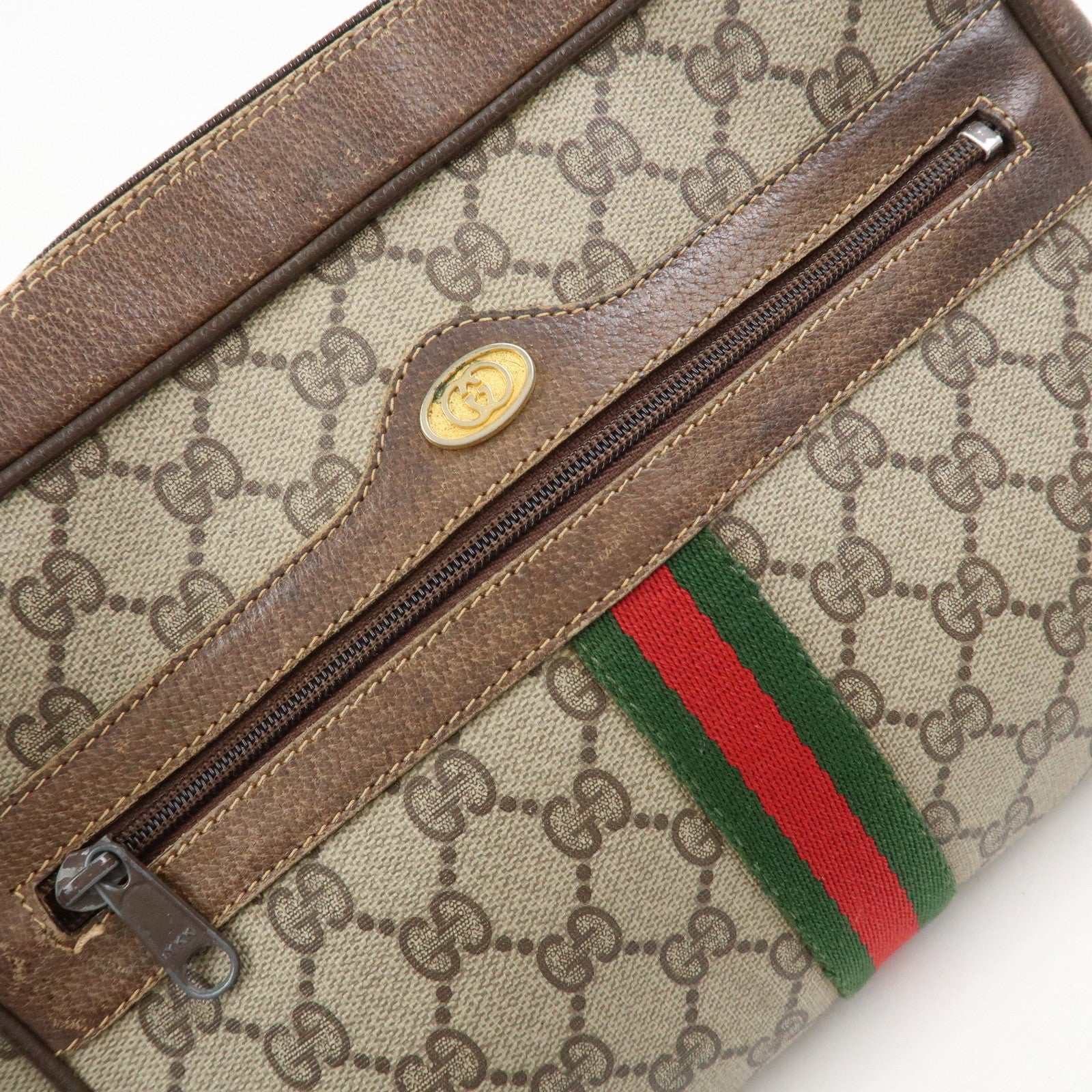GUCCI  Set Of 2 GG Monogram Leather Clutch Bags Beige Brown