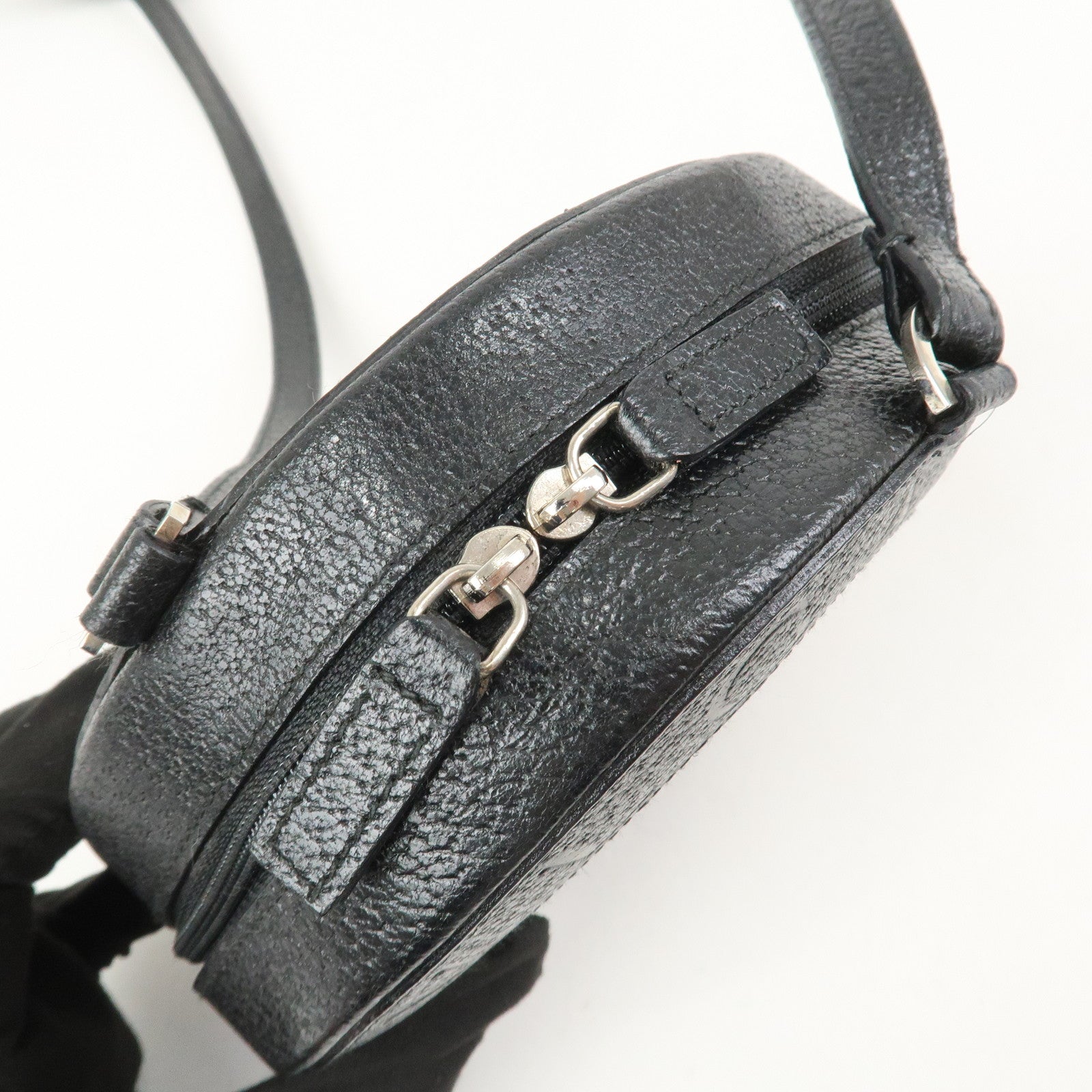 BVLGARI Logo B-Zero 1 Drum Leather Shoulder Bag Black