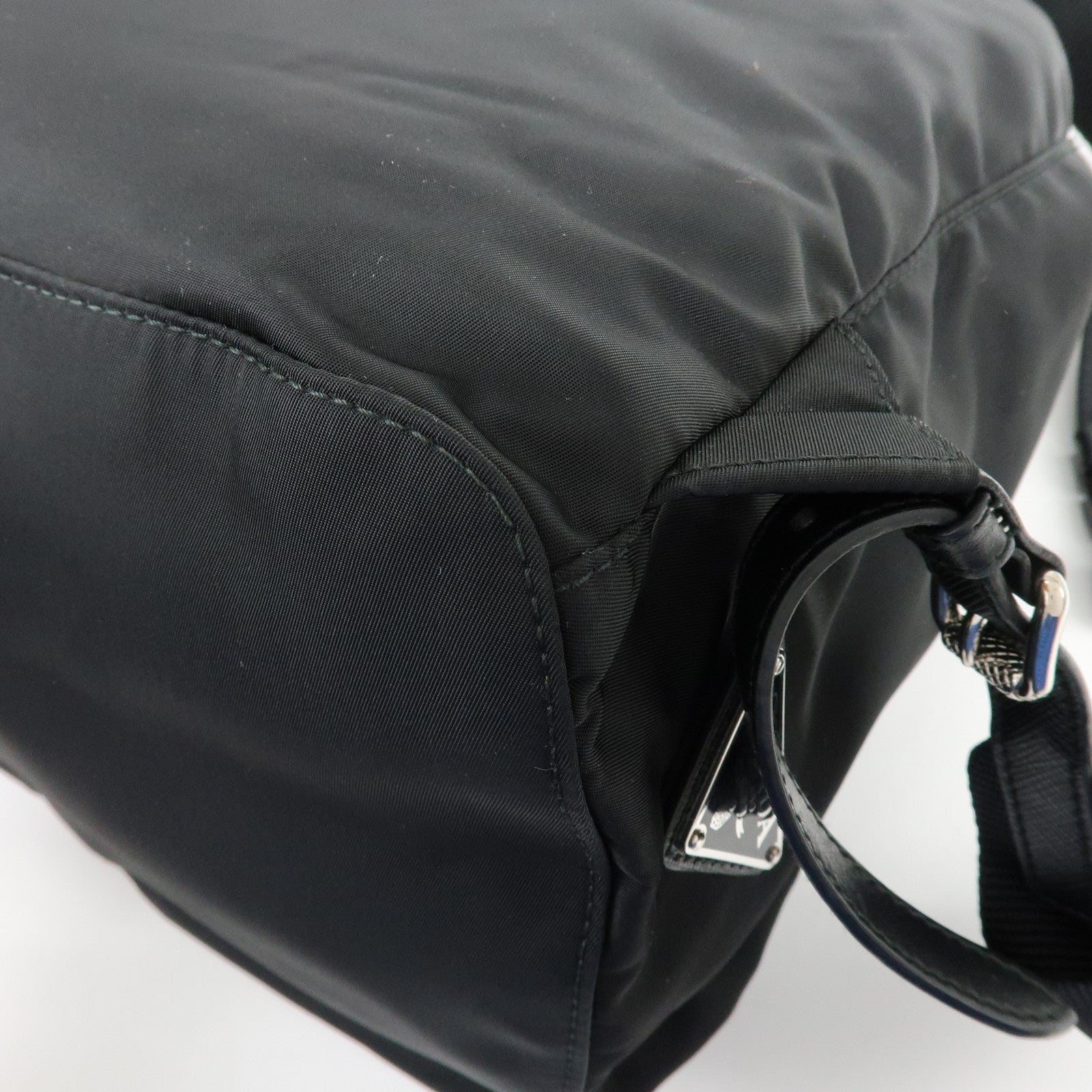 PRADA Triangle Logo Nylon Leather Backpack Studs Black Red1BZ811