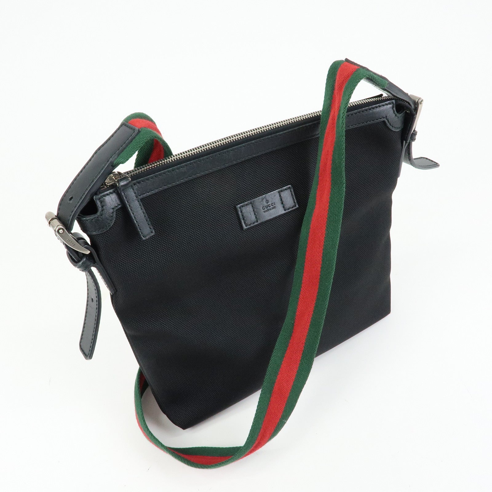 GUCCI Sherry Canvas Leather Shoulder Bag Crossbody Bag Black 353407