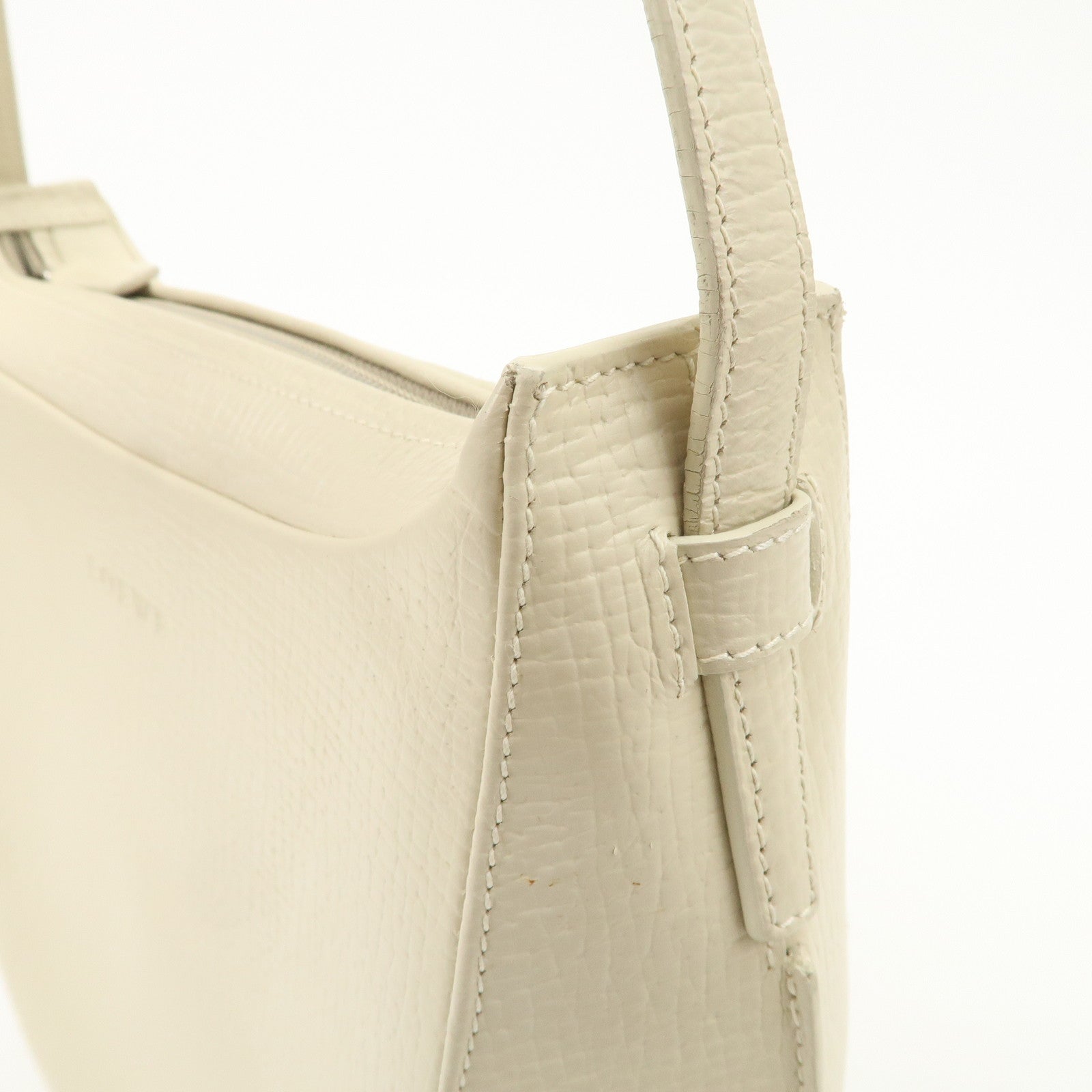 LOEWE Leather Shoulder Bag Ivory Silver Hardware Used