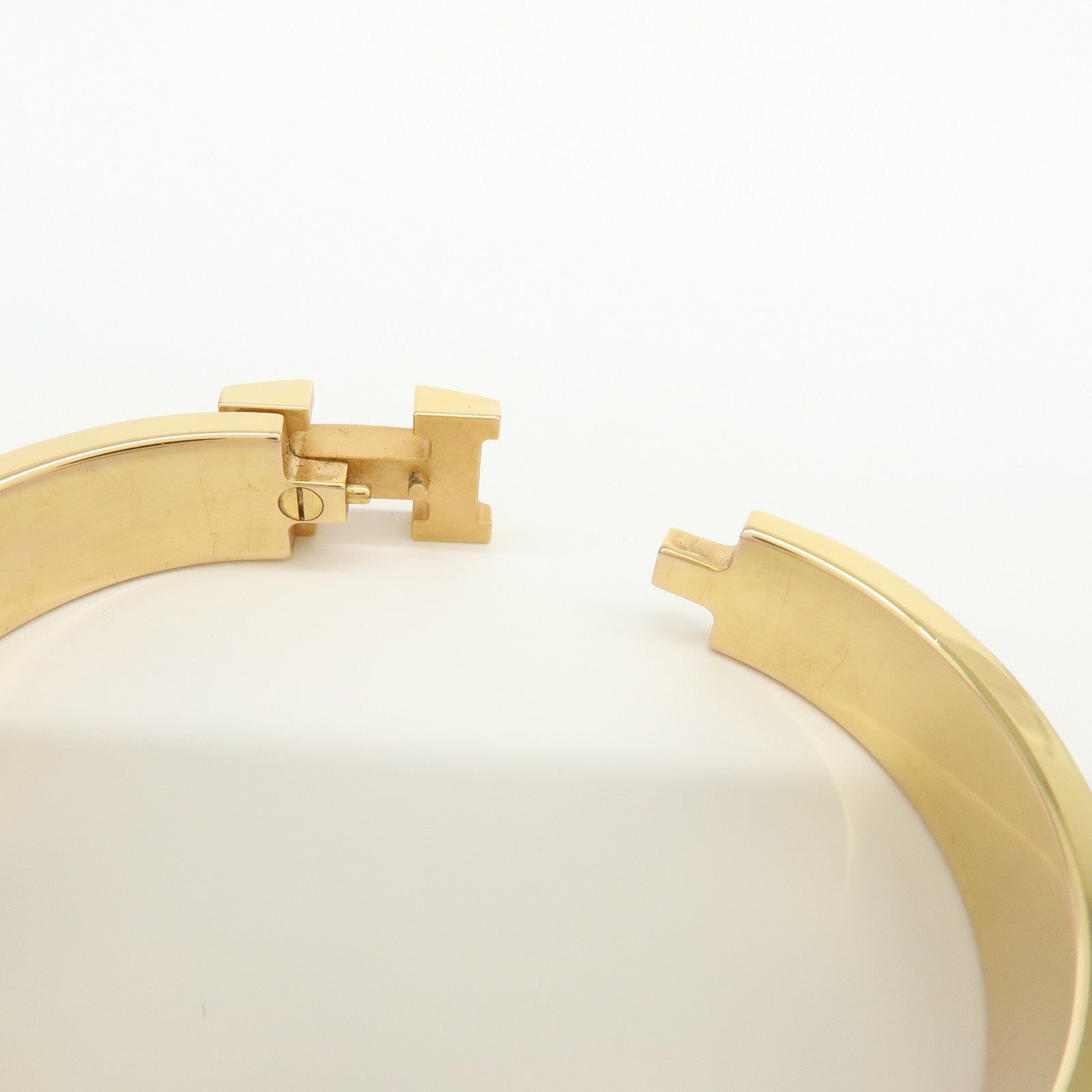 HERMES Clic Clac PM Metal Bracelet Bangle Pink