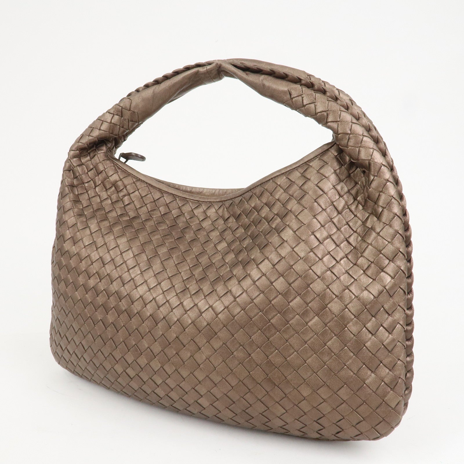BOTTEGA VENETA Intrecciato Leather Shoulder Bag Metaric Brown