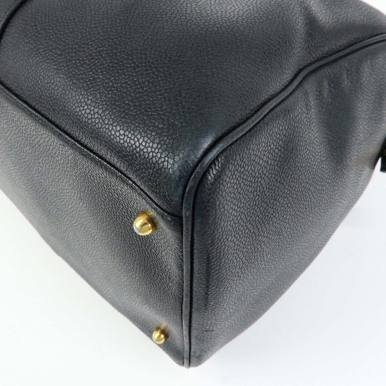 CHANEL COCO Mark Caviarskin Boston Bag Hand Bag Travel Bag Black