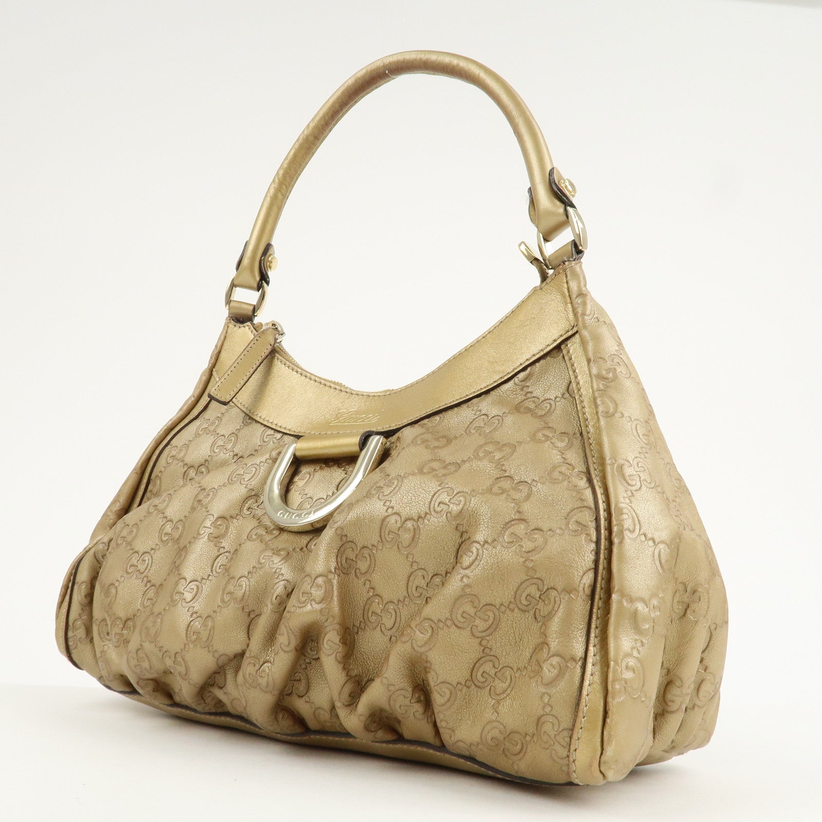 GUCCI Abbey Guccissima Leather Shoulder Bag Hand Bag Gold 190525 Used