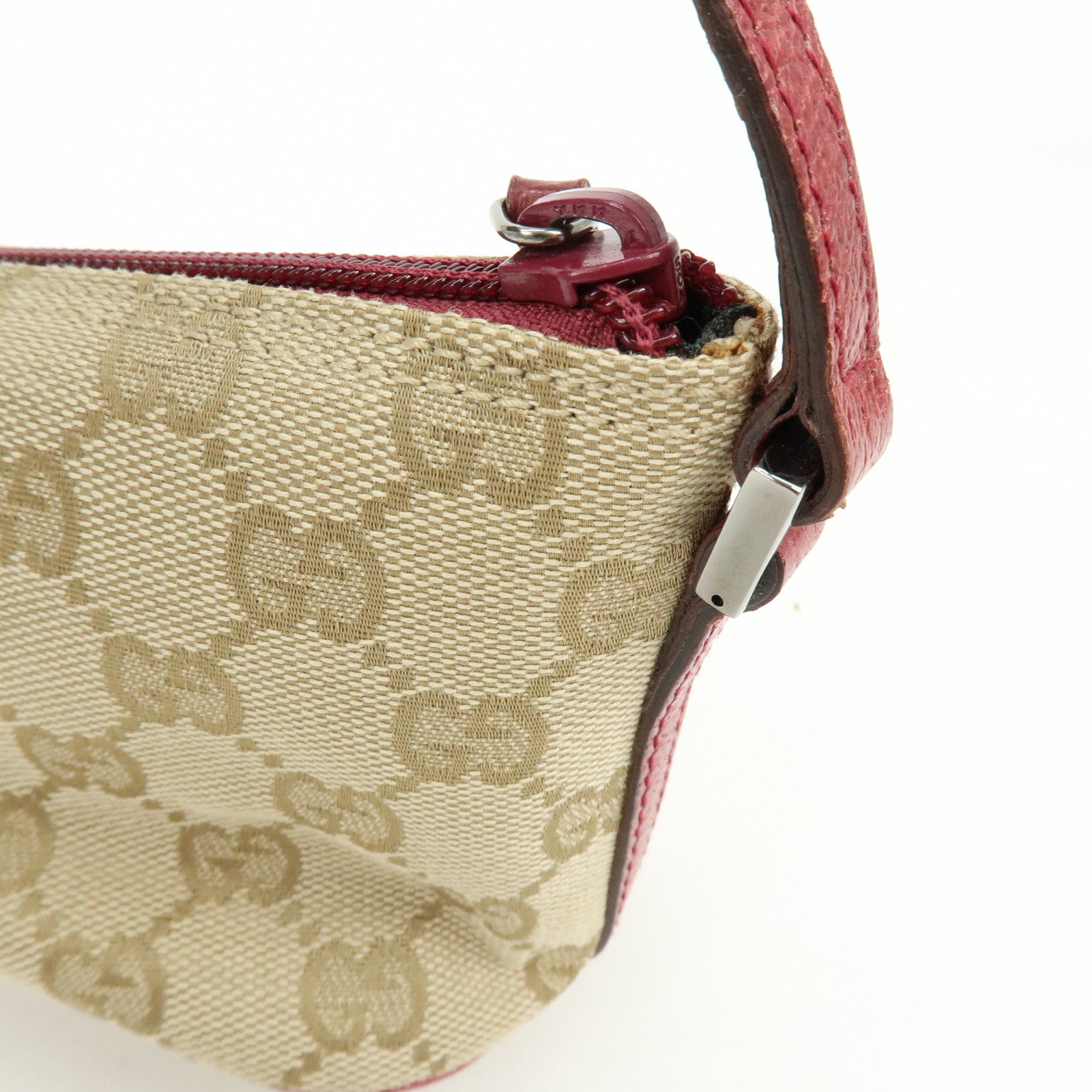 GUCCI Boat Bag GG Canvas Leather Hand Bag Beige Pink 07198