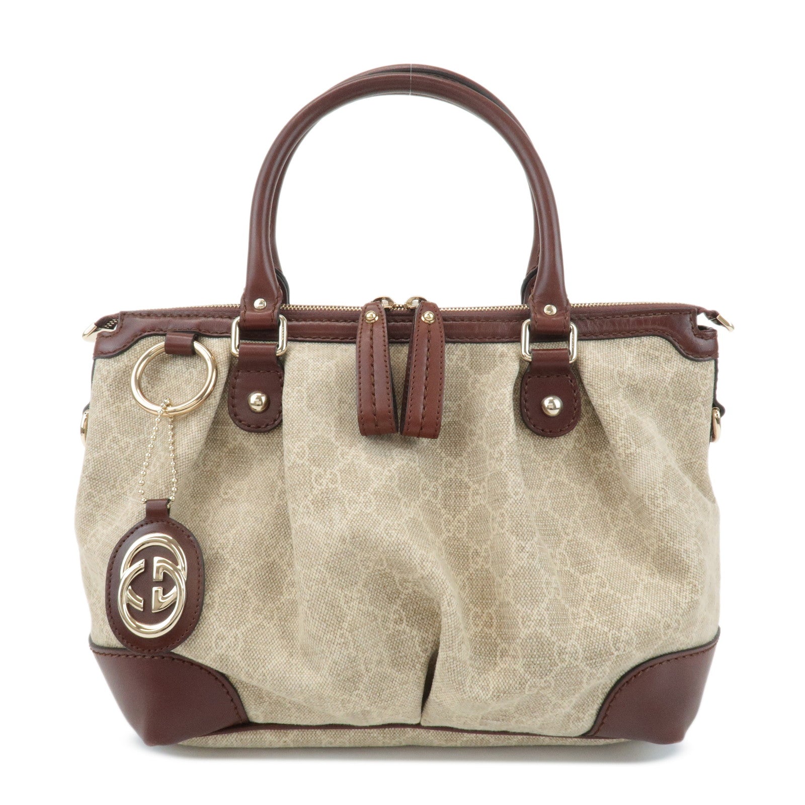 GUCCI Sukey GG Canvas Leather 2Way Bag Hand Bag Beige Brown 247902 Used