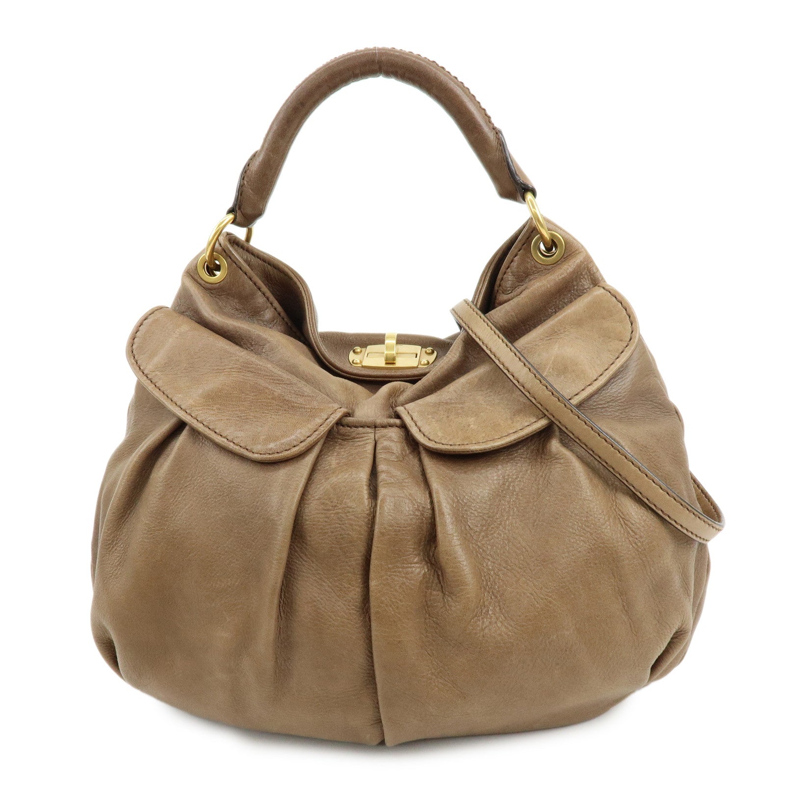 MIU MIU Leather 2Way Bag Hand Bag Shoulder Bag RR1591