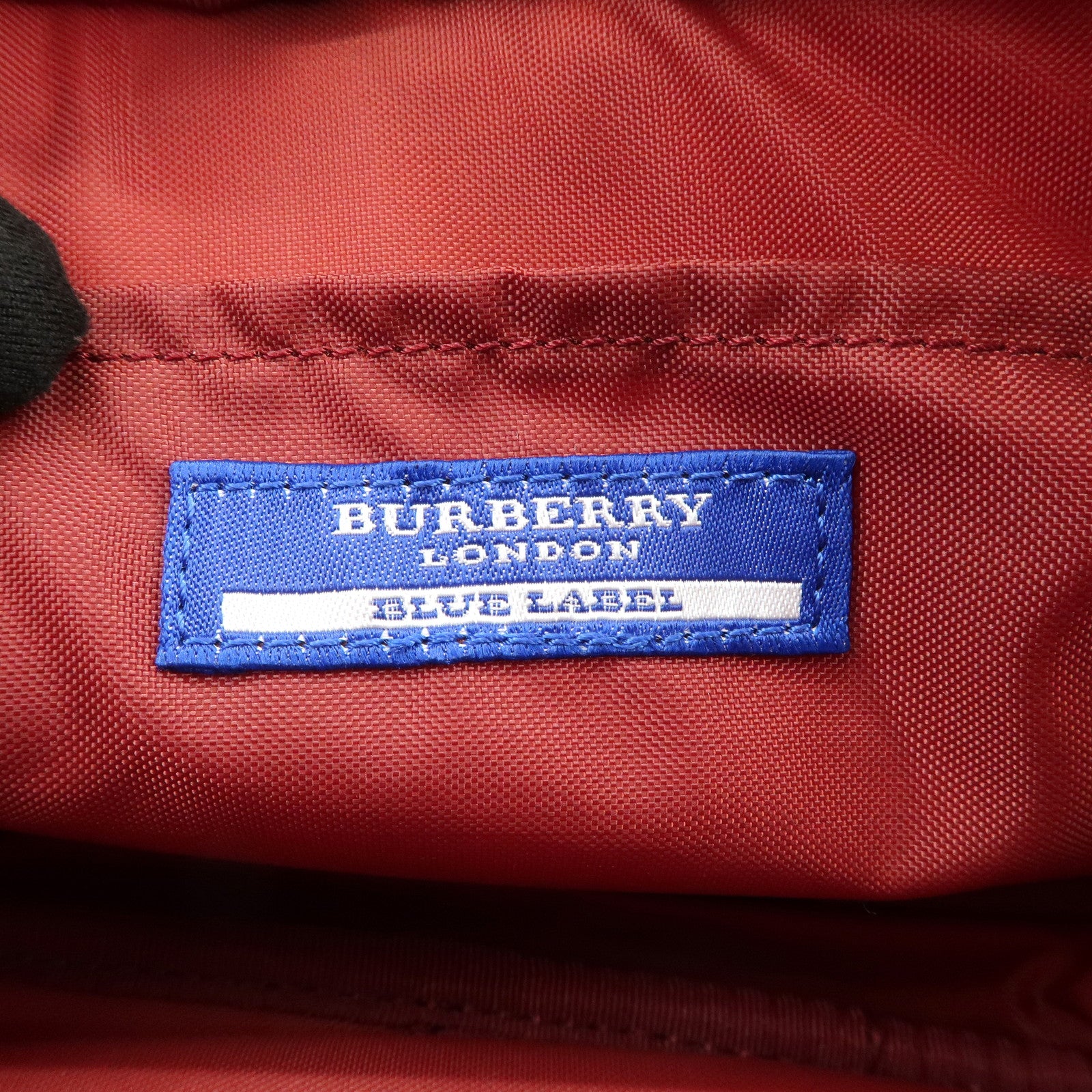 BURBERRY Cotton Leather Hand Bag Shoulder Bag Red Plaid Pattern