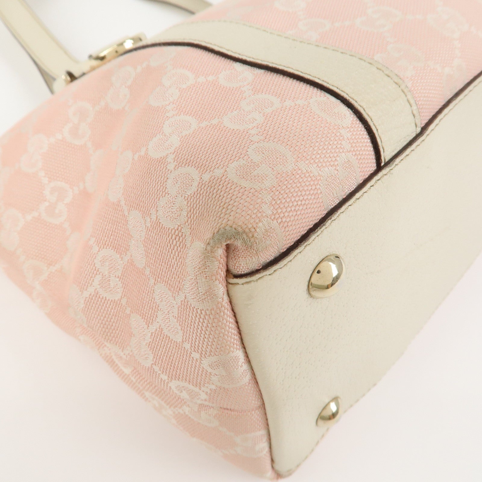 GUCCI Abbey GG Canvas Leather Tote Bag Shoulder Bag Pink 141470