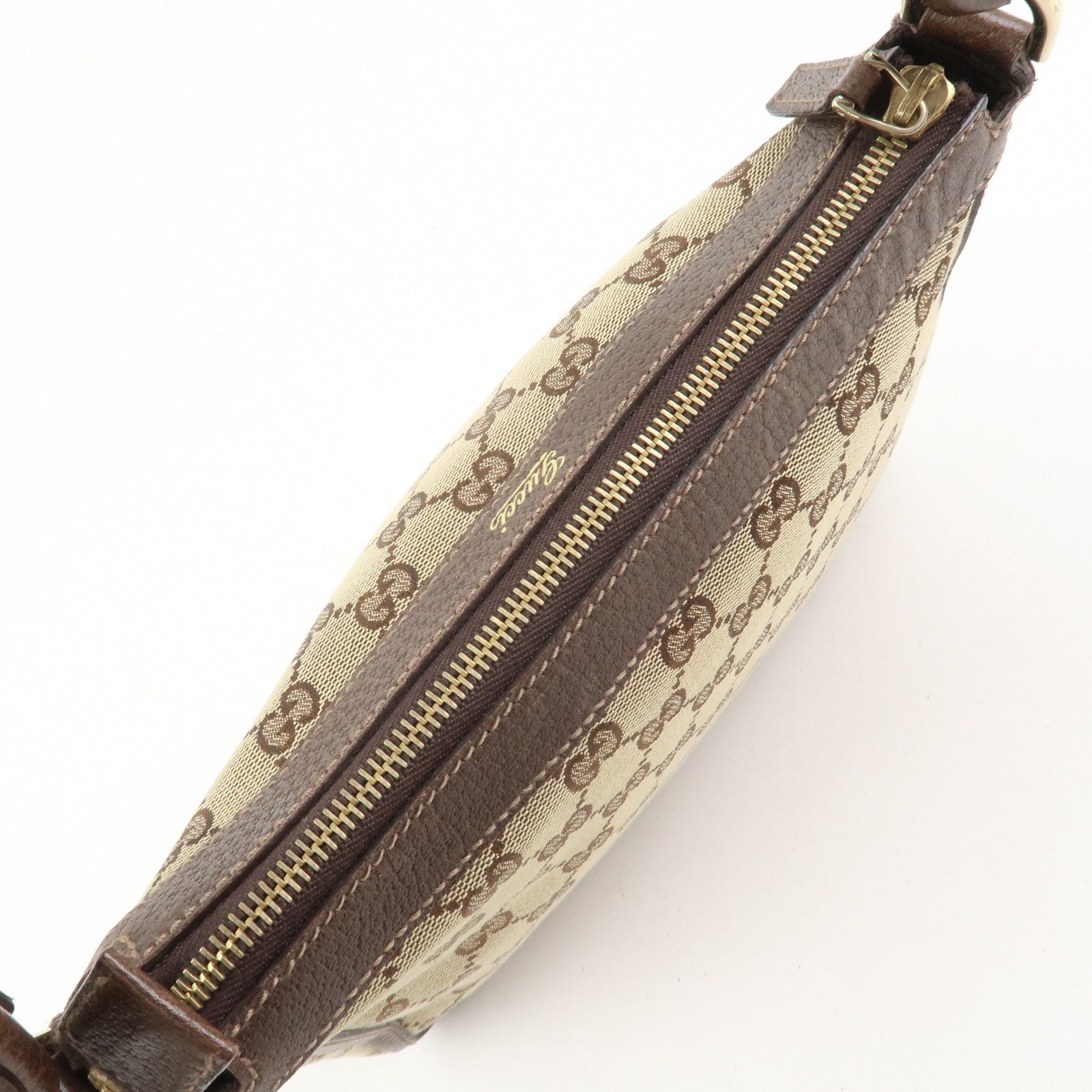 GUCCI GG Canvas Leather Shoulder Bag Hand Bag Beige Brown 146244