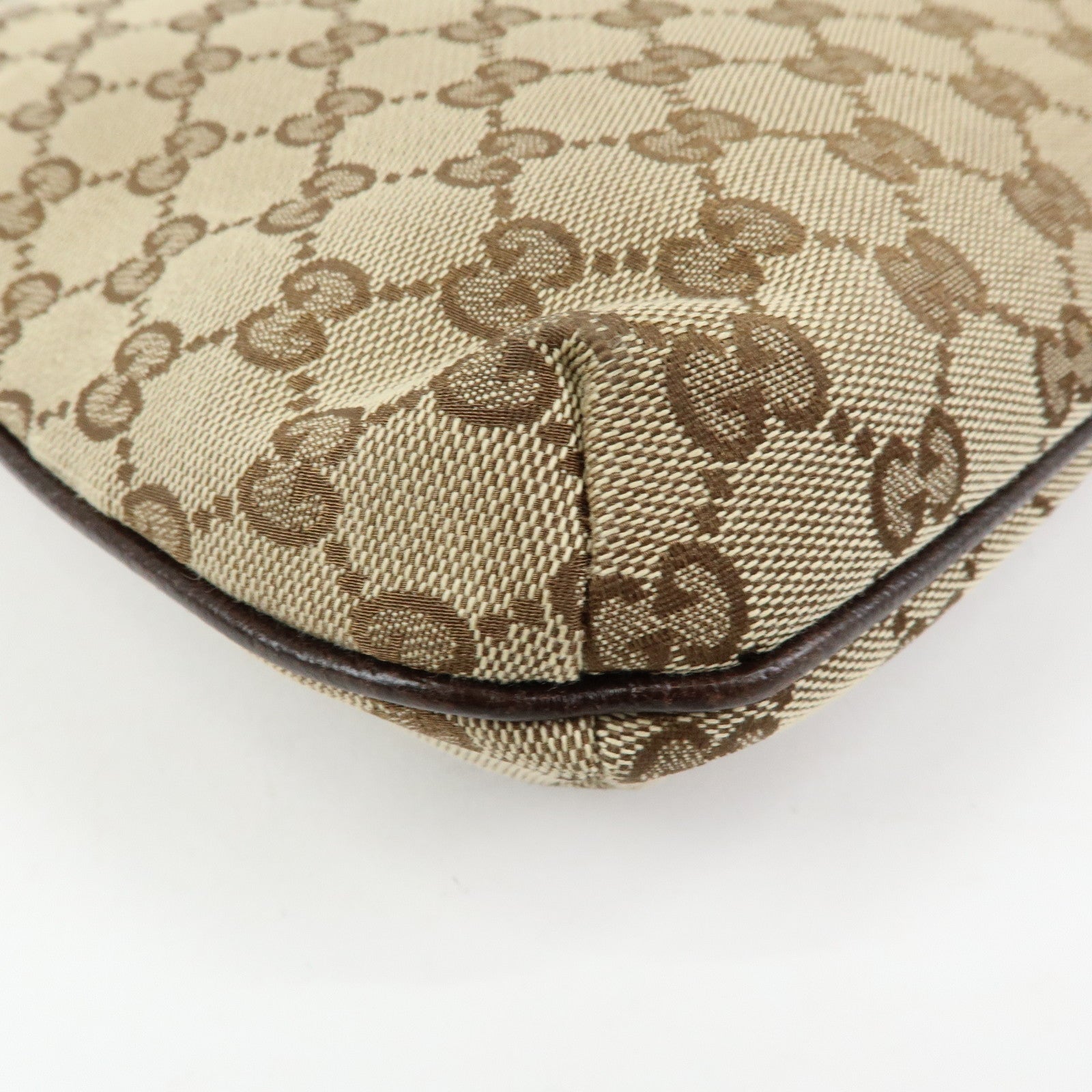 GUCCI GG Canvas Leather Shoulder Crossbody Bag Beige Brown 122793